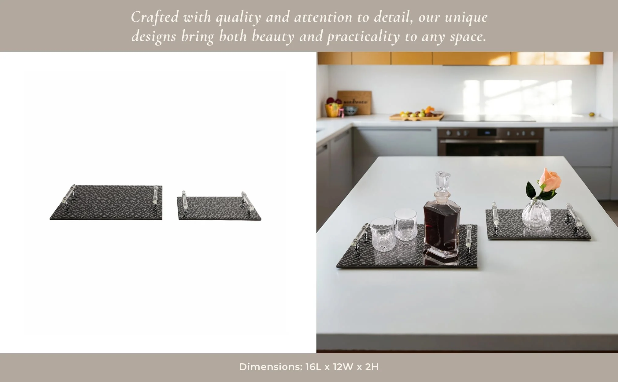 S/2 12/16" Sparkly Glass Trays, Black - Image 12