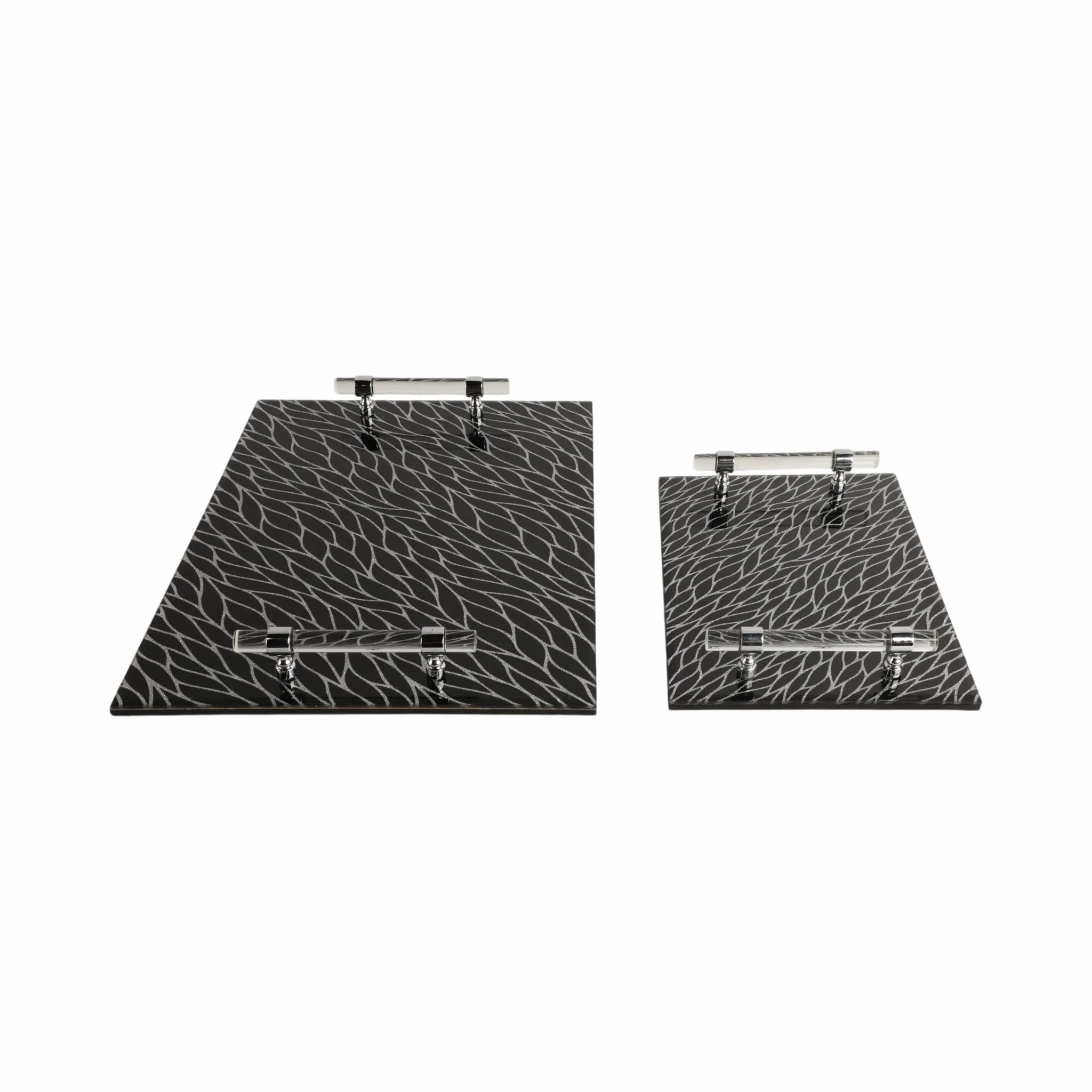 S/2 12/16" Sparkly Glass Trays, Black - Image 3