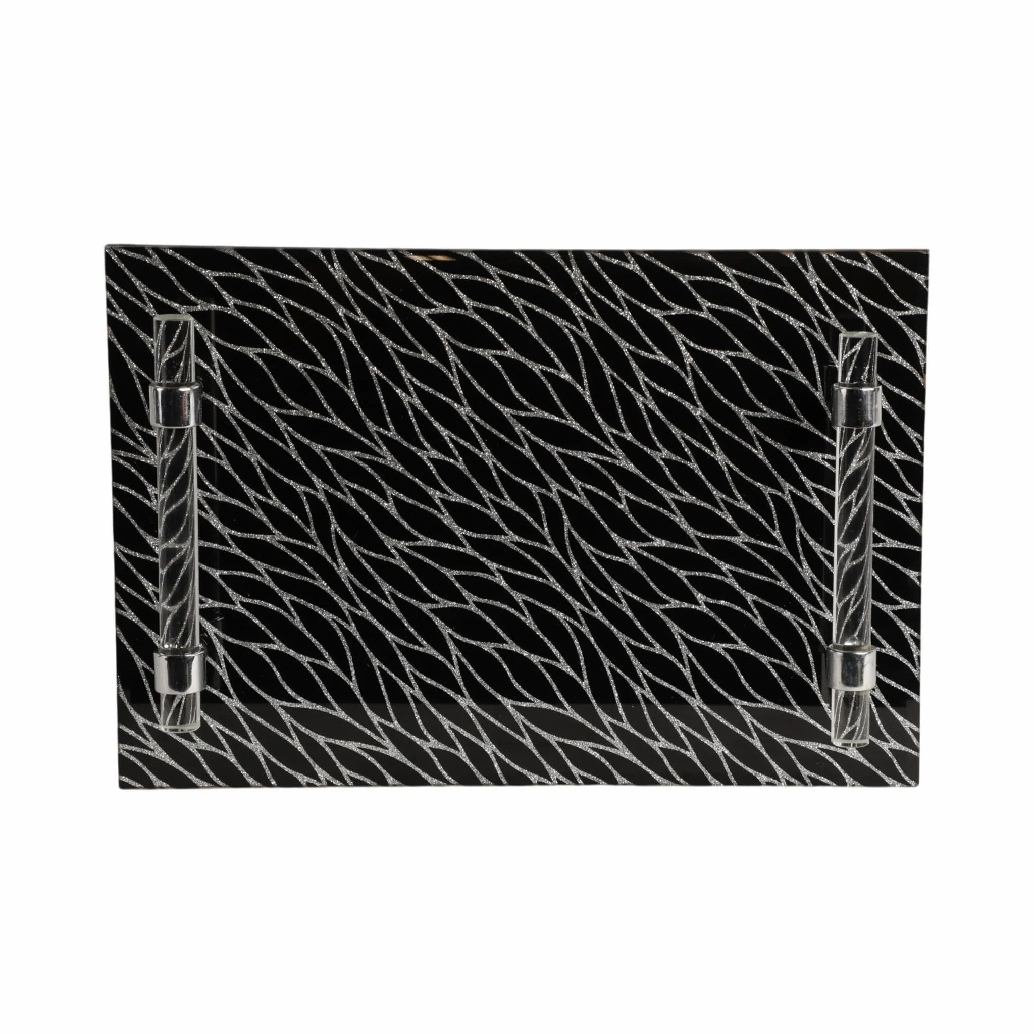 S/2 12/16" Sparkly Glass Trays, Black - Image 7