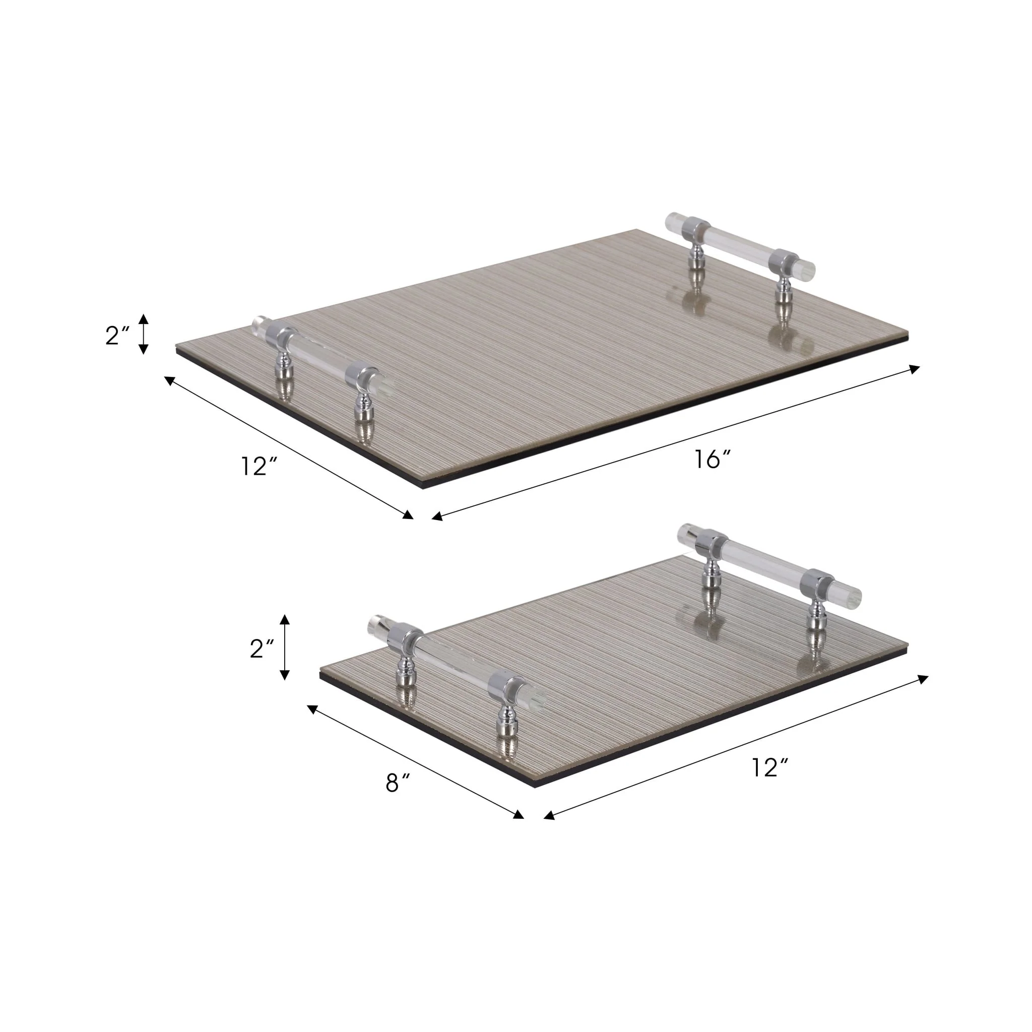S/2 12/16" Sparkly Glass Trays, Gold - Image 8