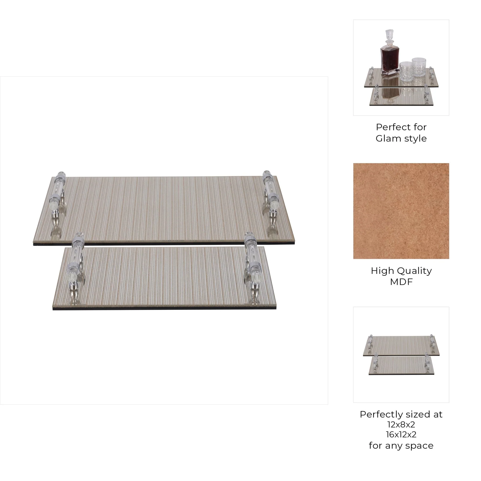 S/2 12/16" Sparkly Glass Trays, Gold - Image 9