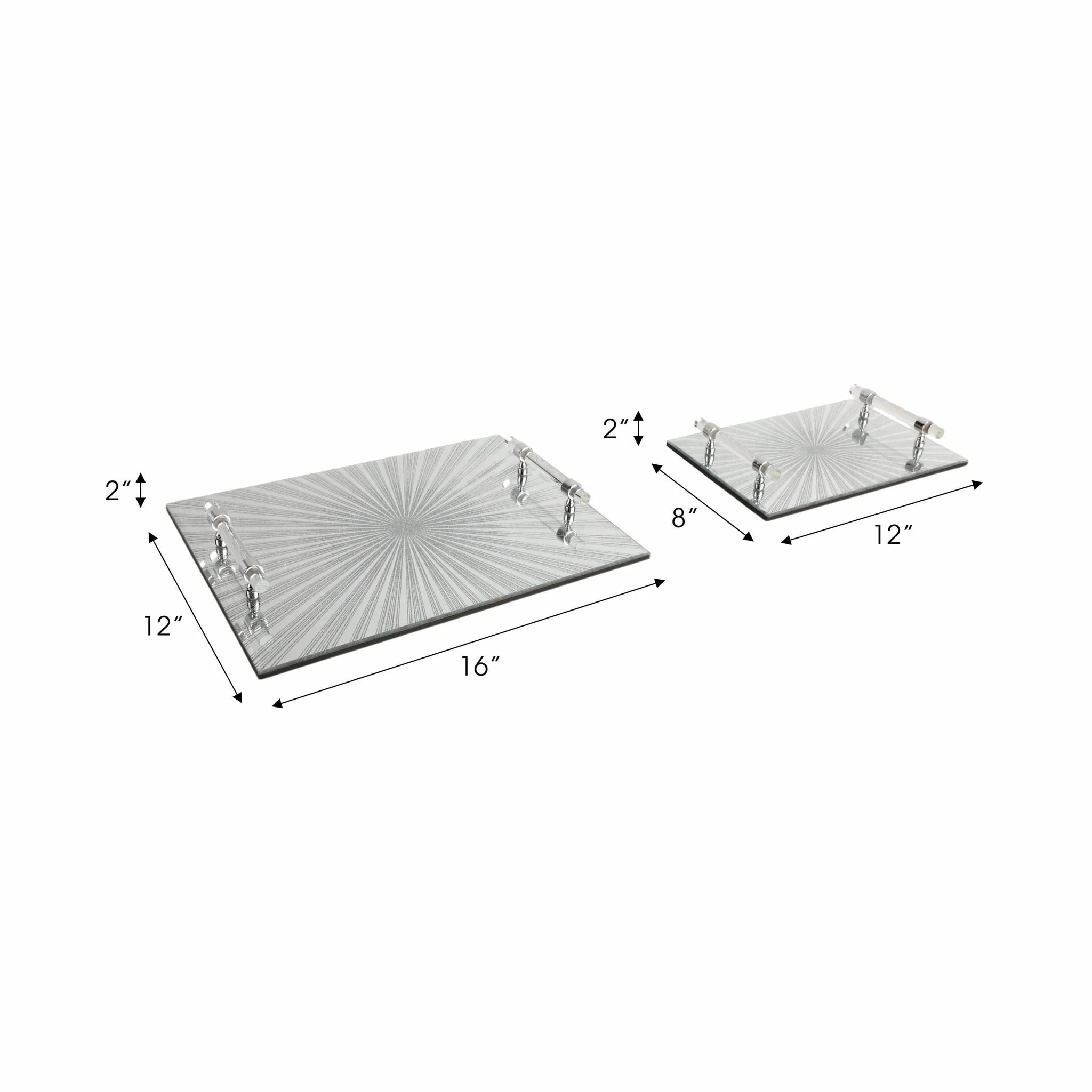 S/2 12/16" Sparkly Starburst Glass Trays, Silver - Image 8