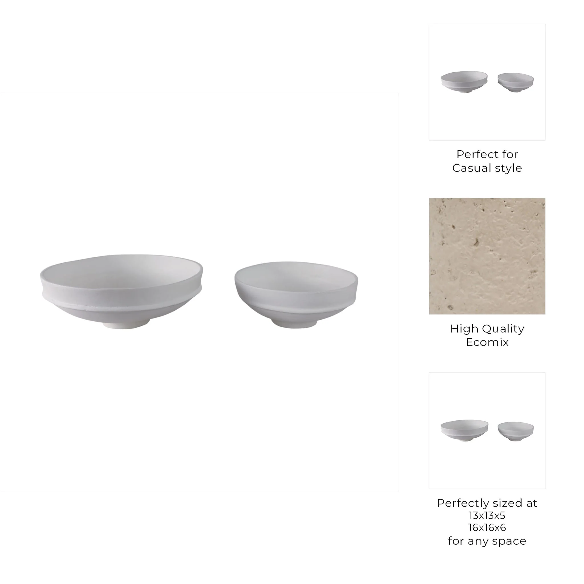 S/2 13/16" Ecomix Traditional Pedestal Bowls, Whit - Image 9