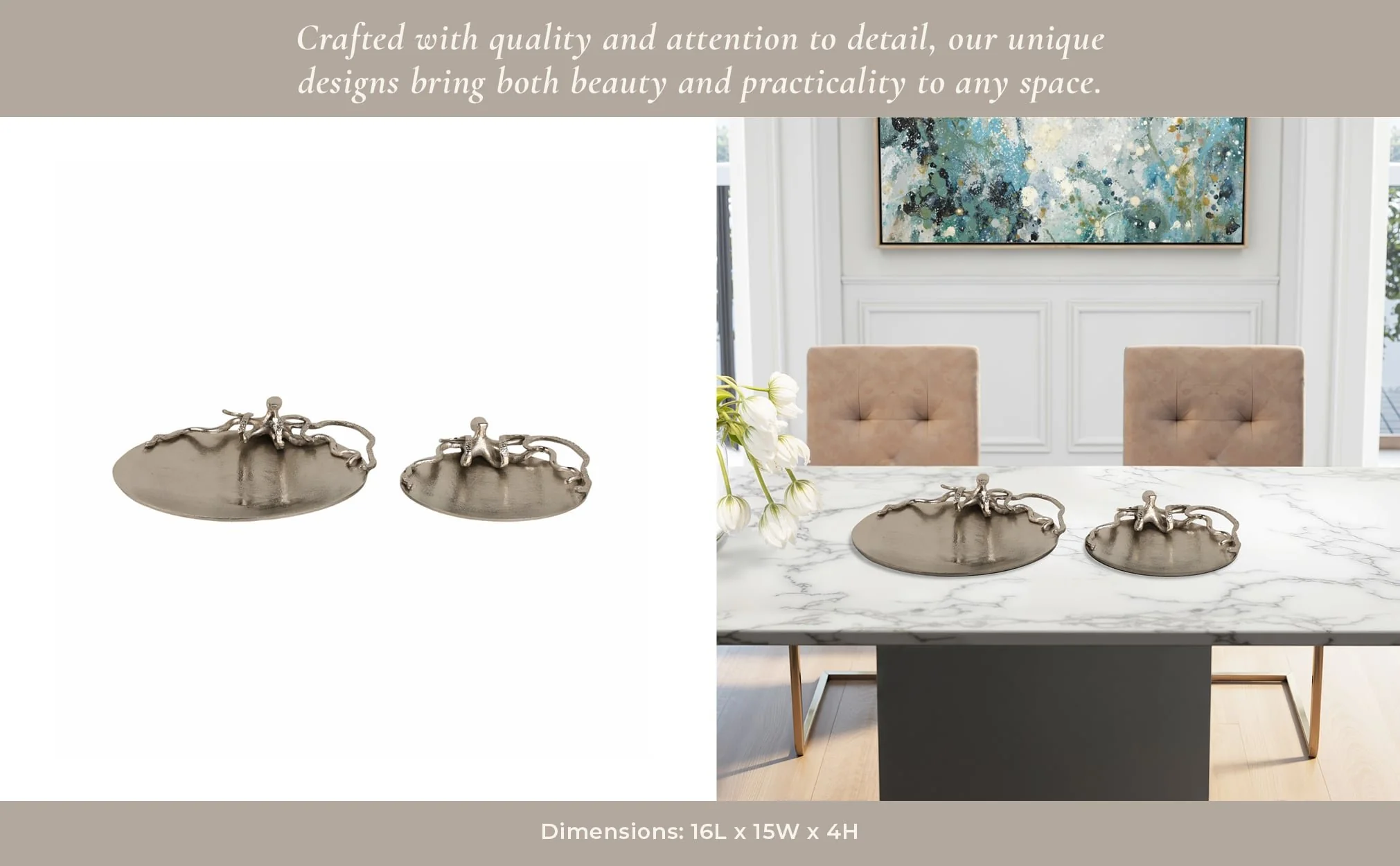 S/2 13/16" Octopus Trays, Silver - Image 10