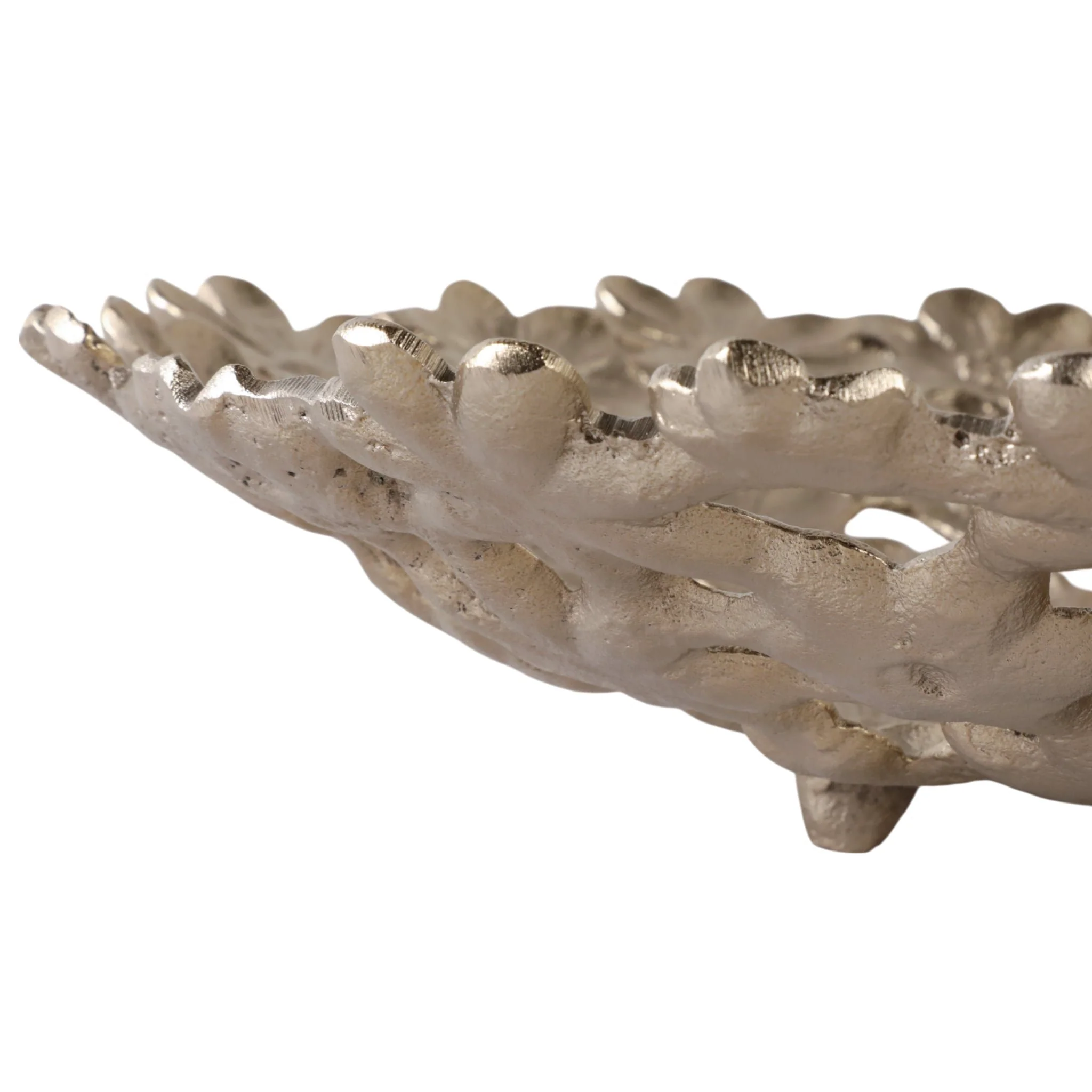 S/2 13/18" Cut-out Flower Metal Bowls, Gold - Image 5