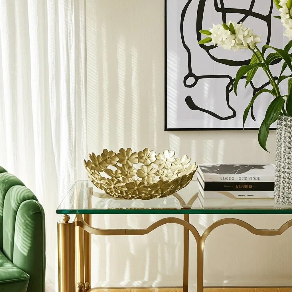 S/2 13/18" Cut-out Flower Metal Bowls, Gold - Image 9