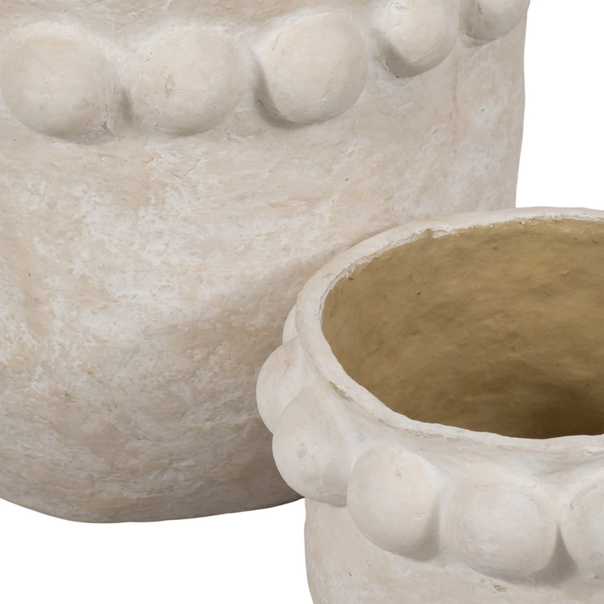 S/2 13/20" Paper Mache Bubble Rim Planters, White - Image 4