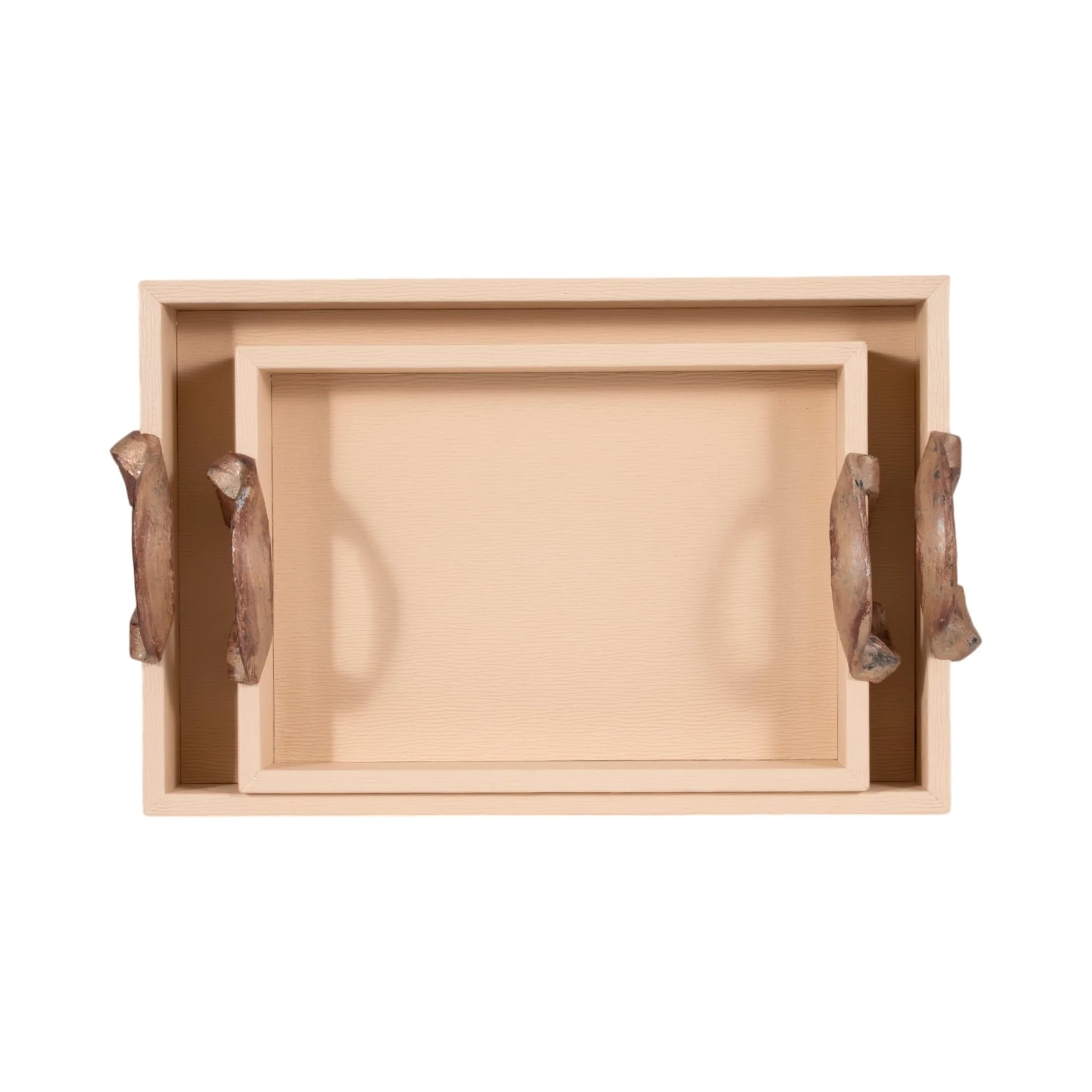 S/2 14/18" Forged Handle Trays, Ivory/bronze - Image 4