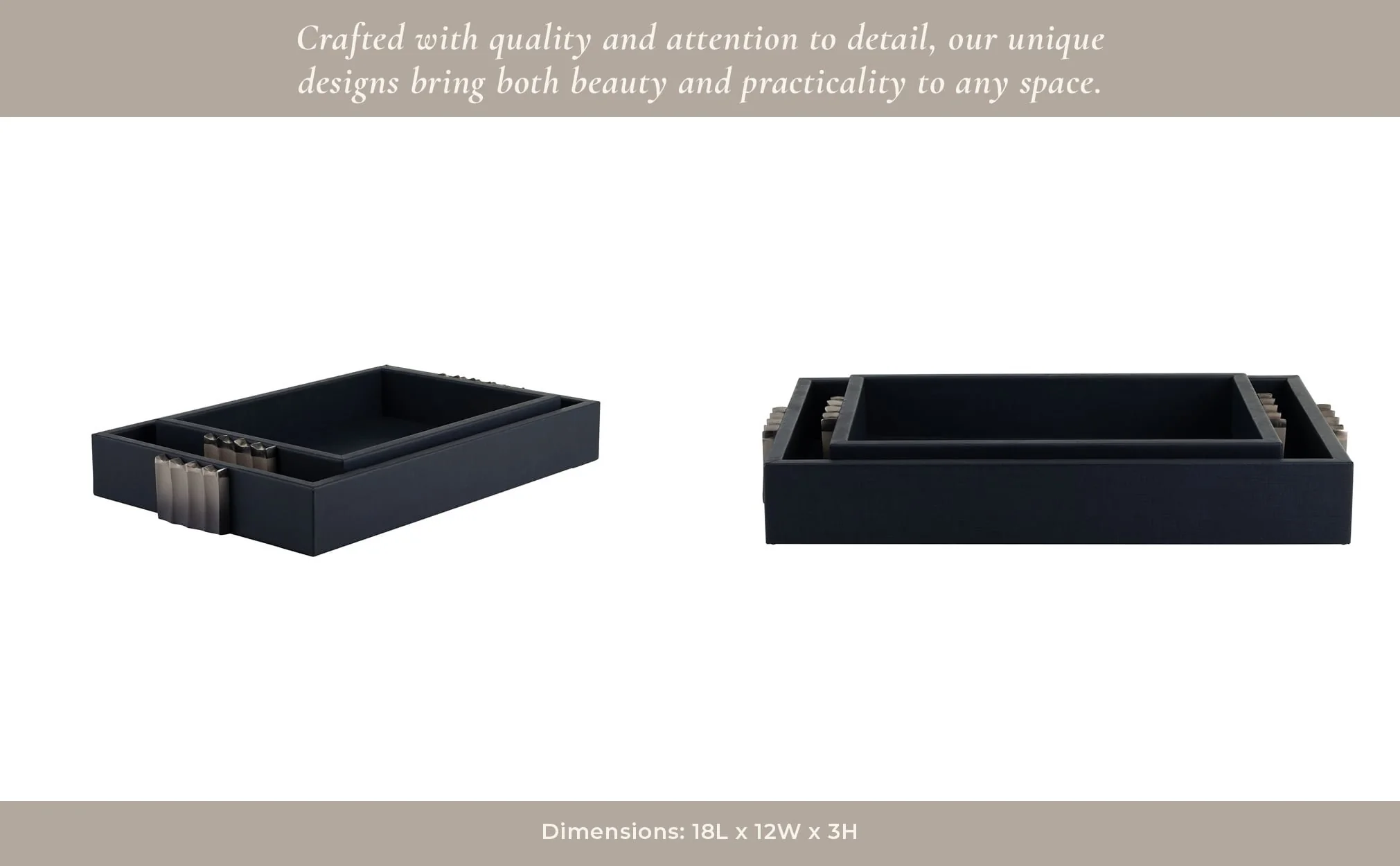 S/2 14/18"l, Wood-leather Trays, Blue/ Ombre - Image 15
