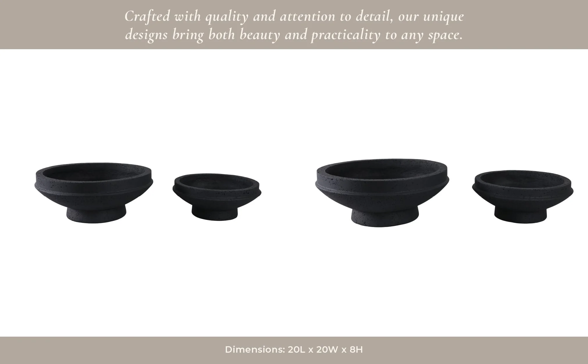S/2 15/20" Pedestal Bowl Planters, Black - Image 9