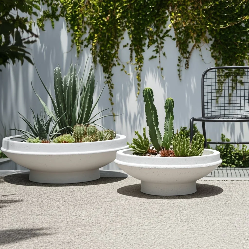 S/2 15/20" Pedestal Bowl Planters, White - Image 10