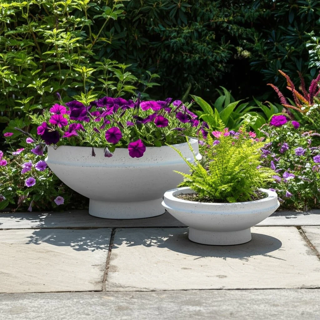 S/2 15/20" Pedestal Bowl Planters, White - Image 9