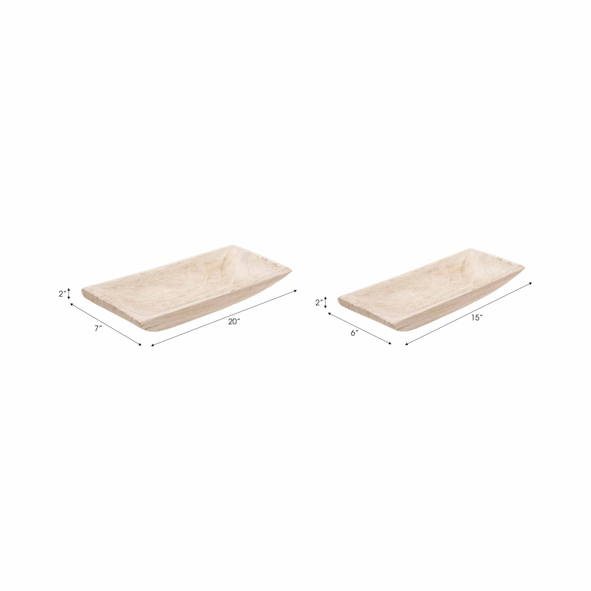 S/2, 15/20" Wood Rectangular Tray, White - Image 4