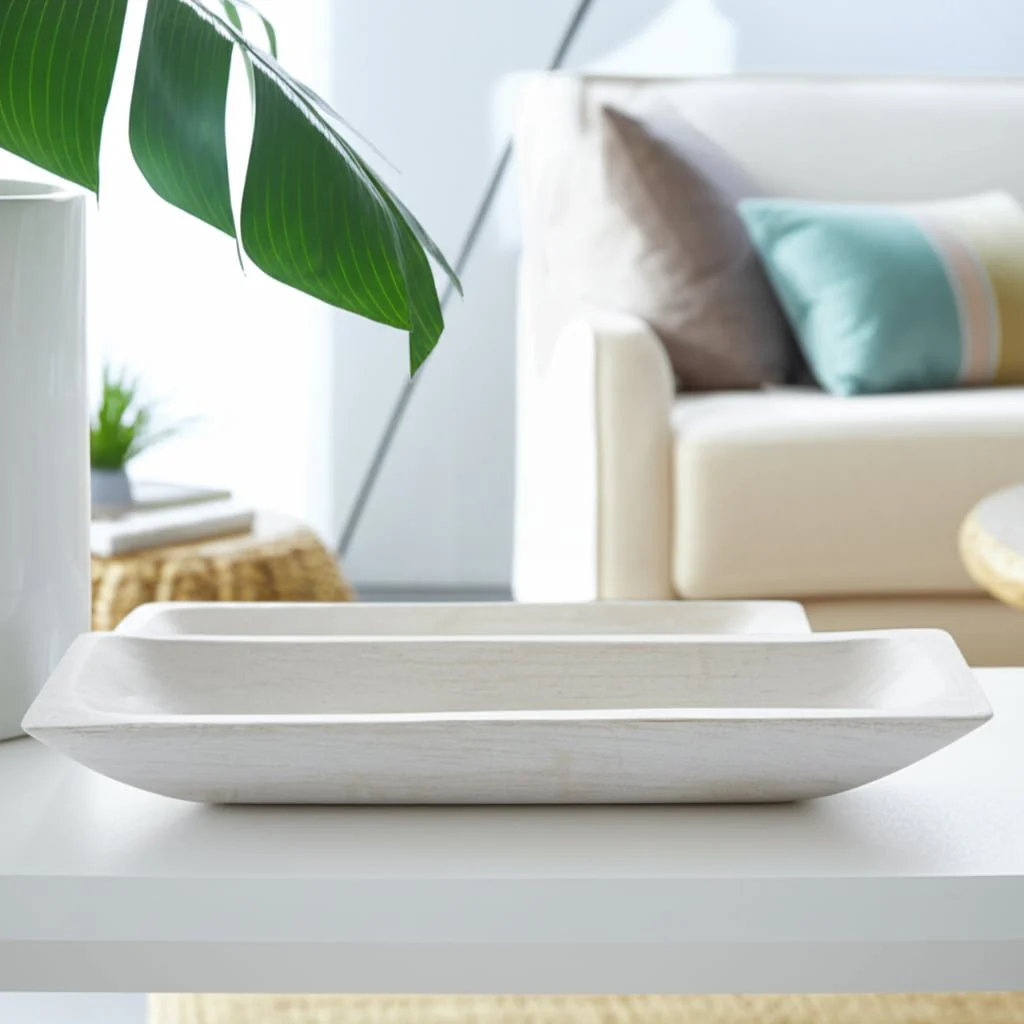 S/2, 15/20" Wood Rectangular Tray, White - Image 8