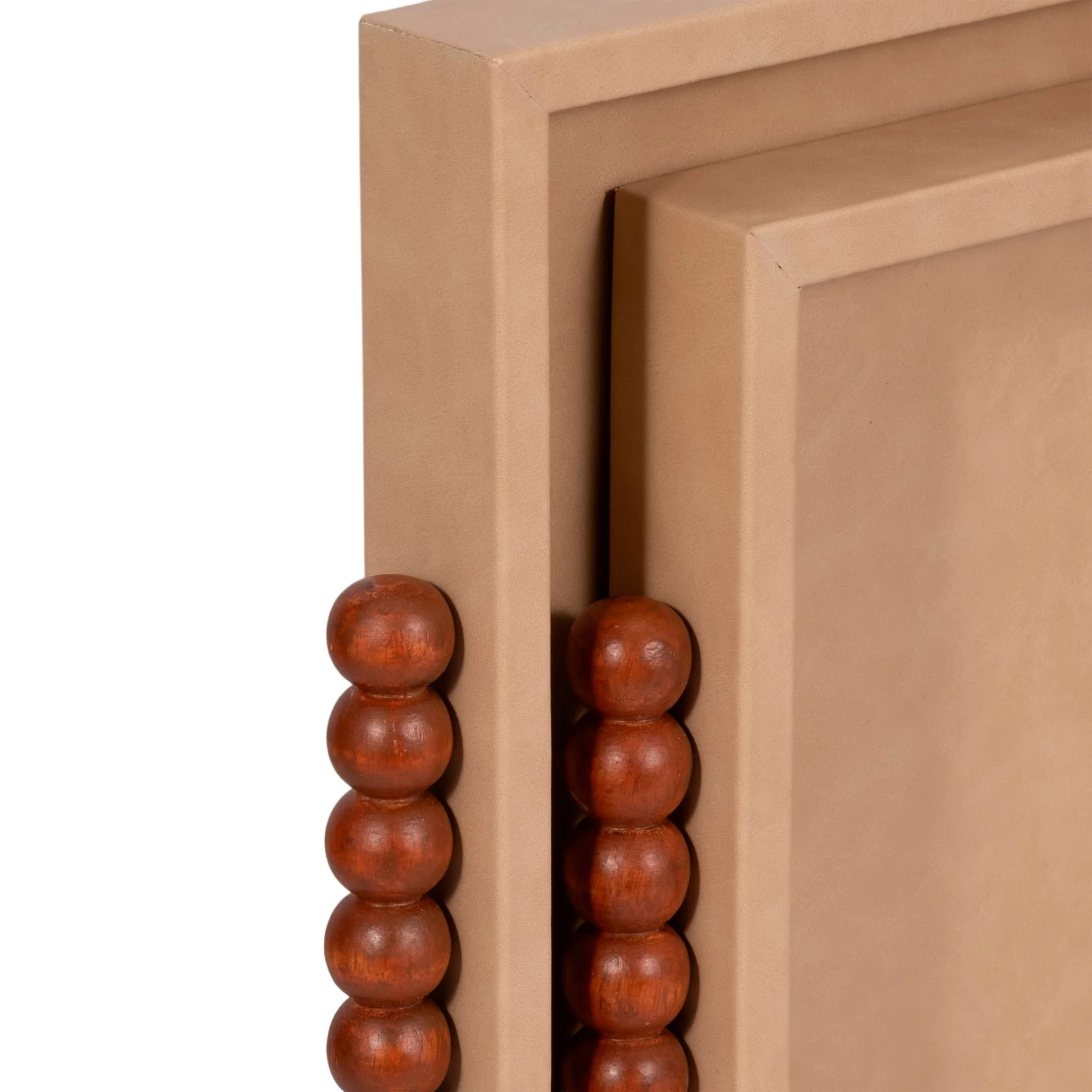 S/2 16/20" Beaded Handle Trays, Ivory - Image 6