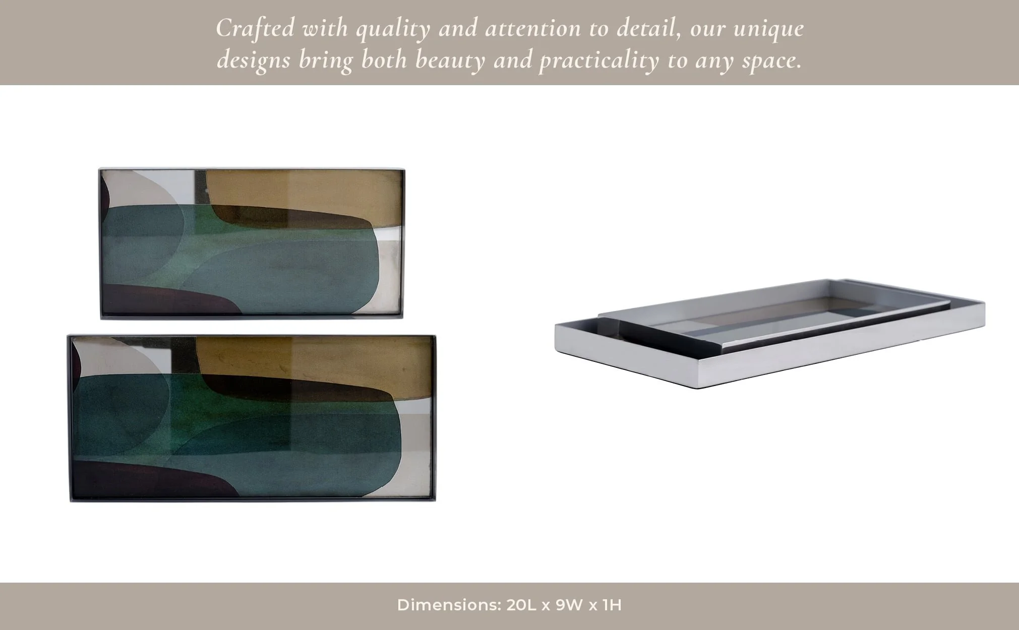 S/2 16/20"l, Metal/glass Tray, Nickel/multi - Image 11
