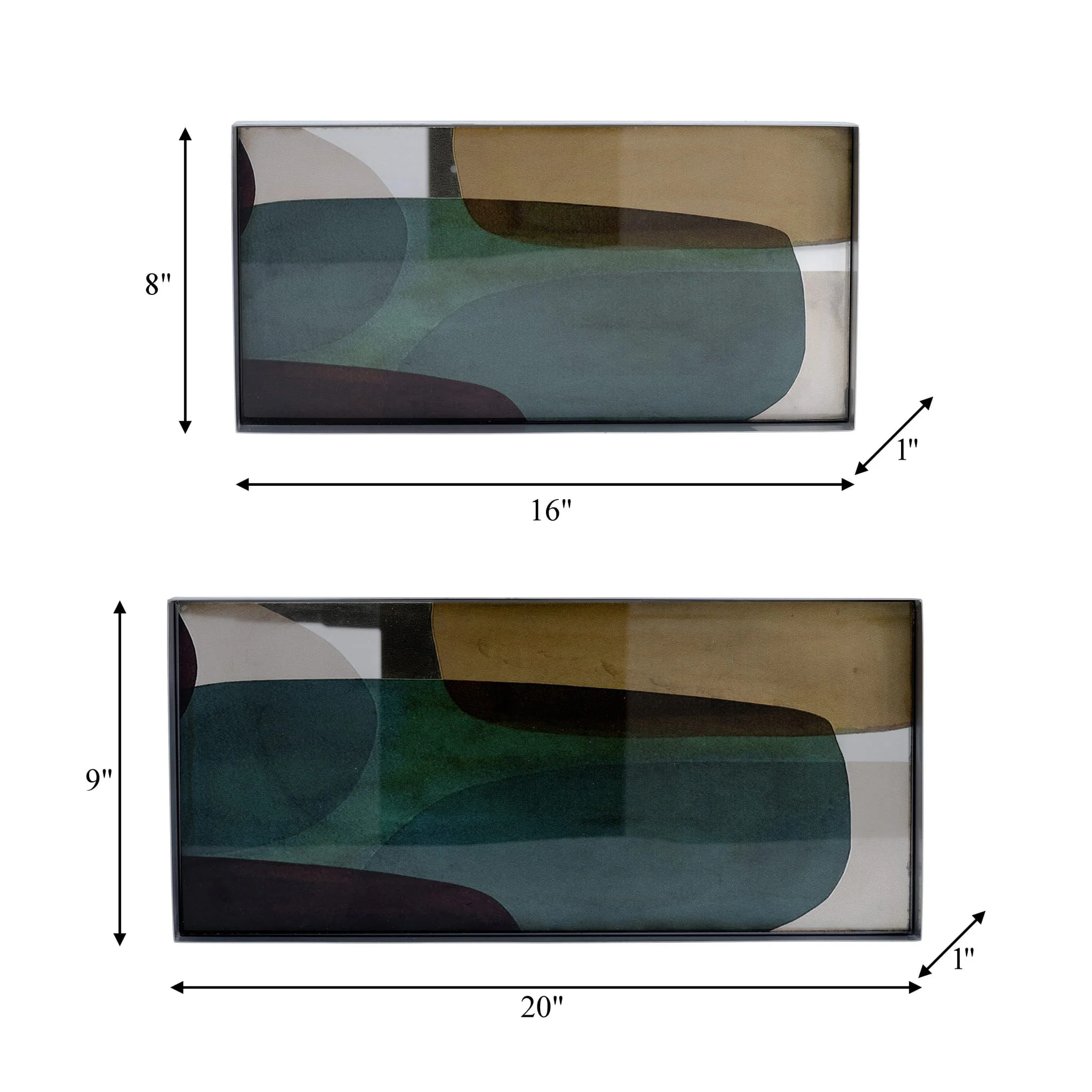 S/2 16/20"l, Metal/glass Tray, Nickel/multi - Image 9