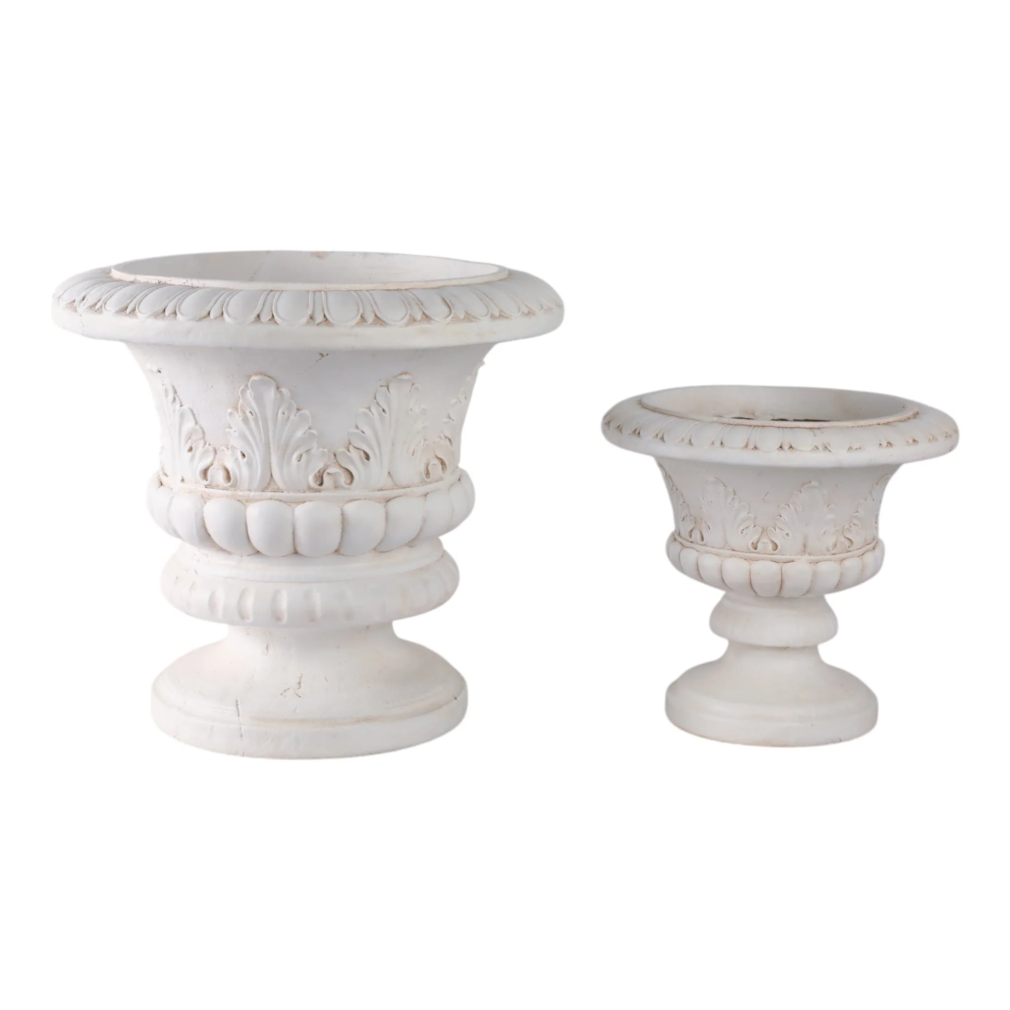 S/2 16/22" Traditional Urn Planters, Ivory - Image 3