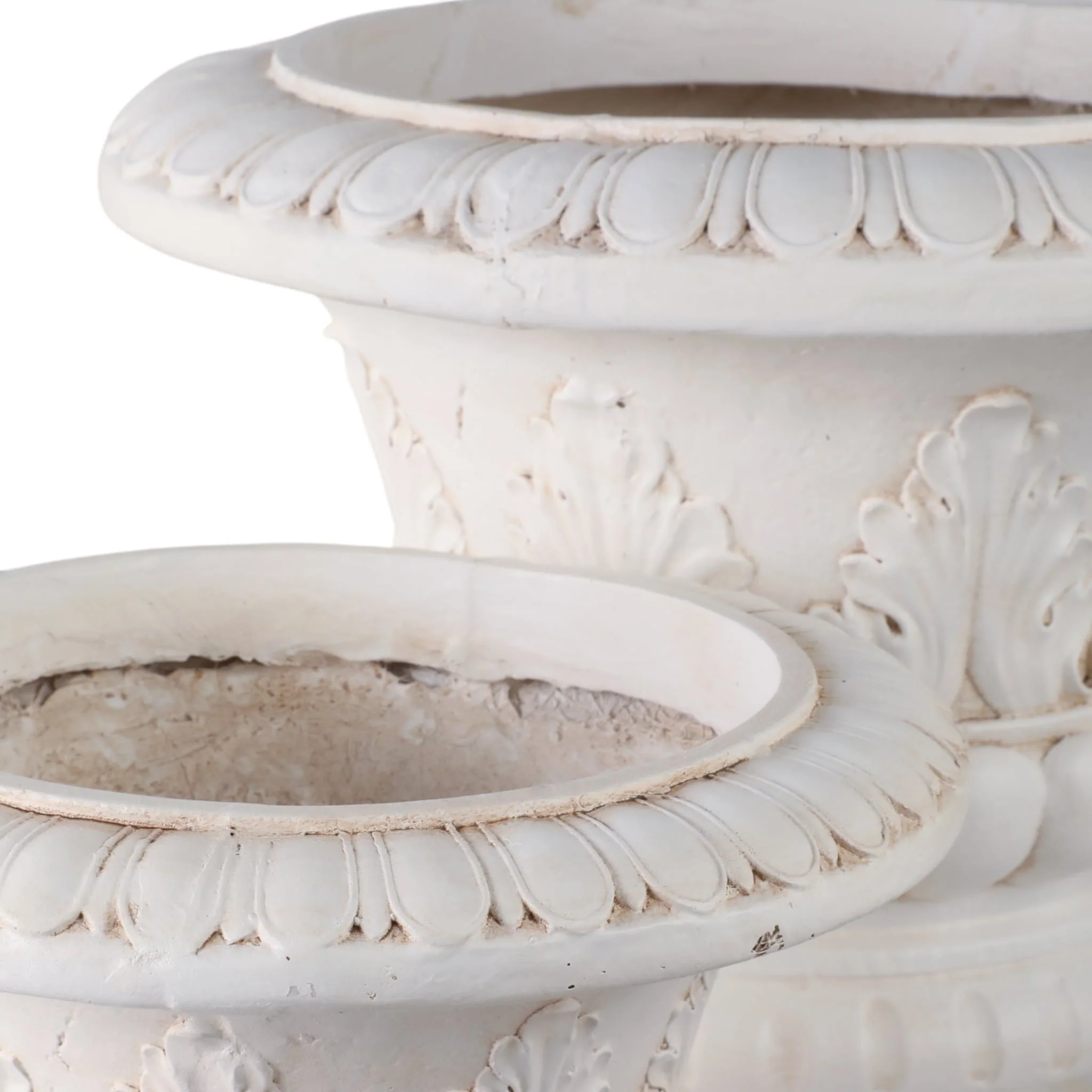 S/2 16/22" Traditional Urn Planters, Ivory - Image 5