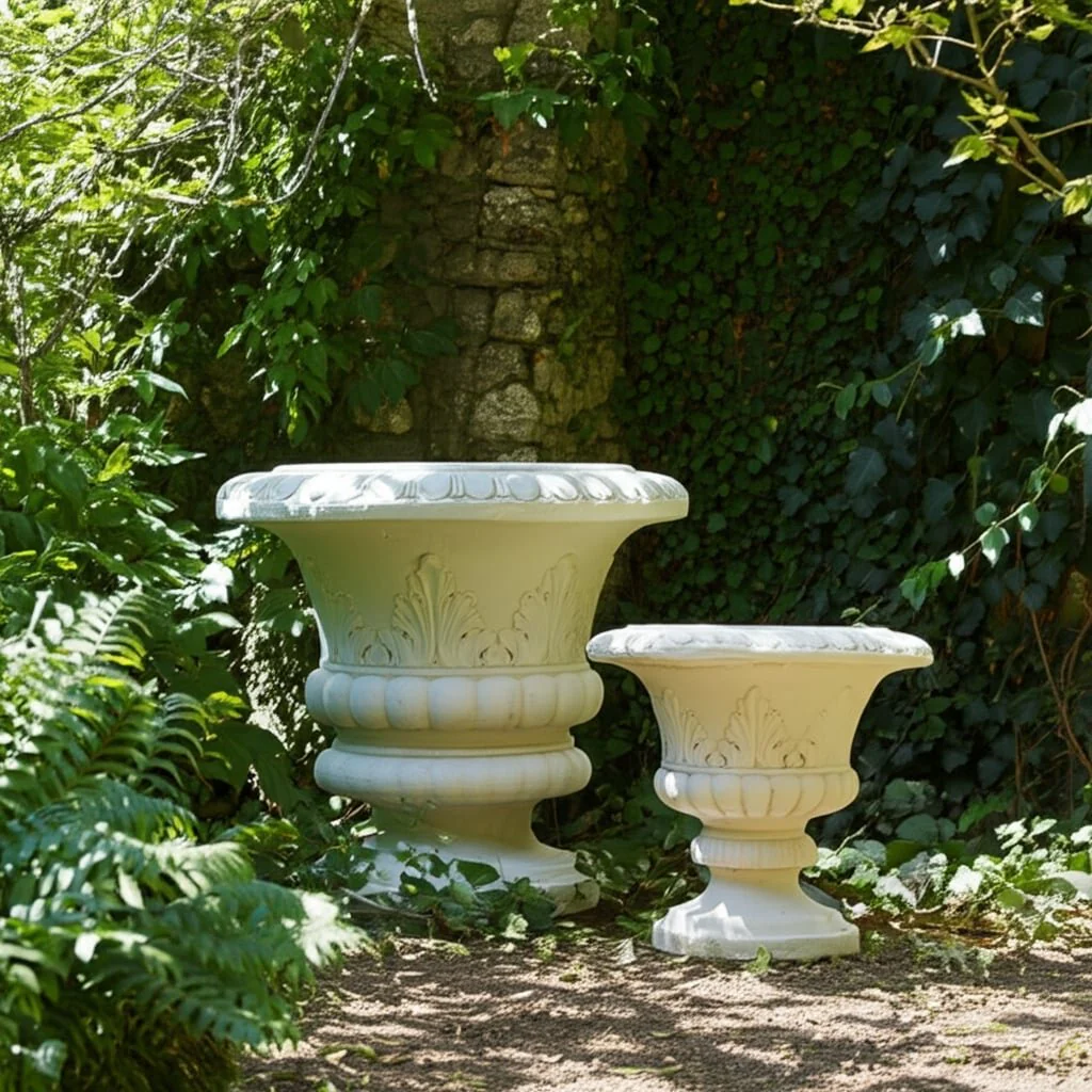 S/2 16/22" Traditional Urn Planters, Ivory - Image 9