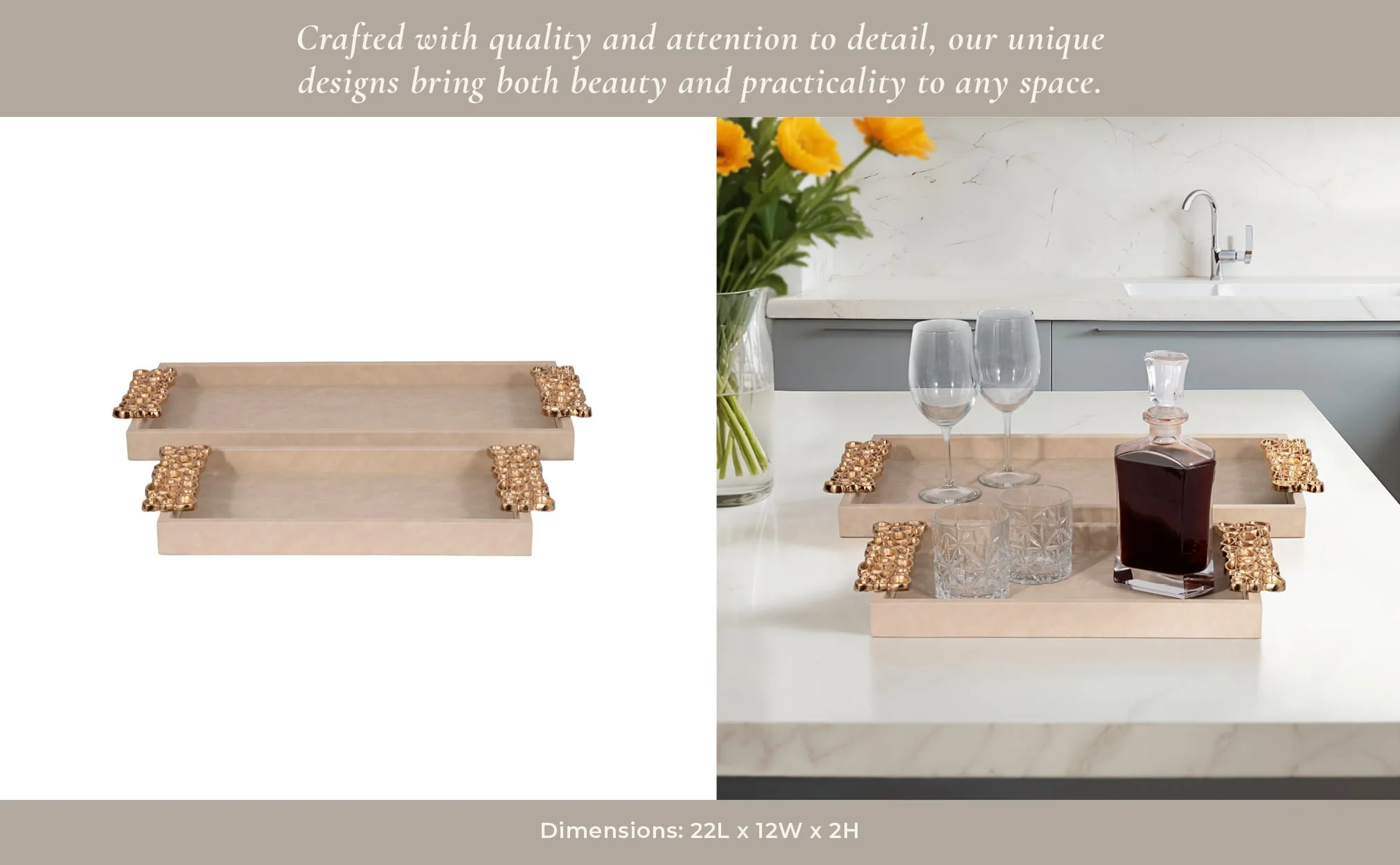 S/2 16/22" Trays With Gold Open Cut-out Handles, I - Image 10