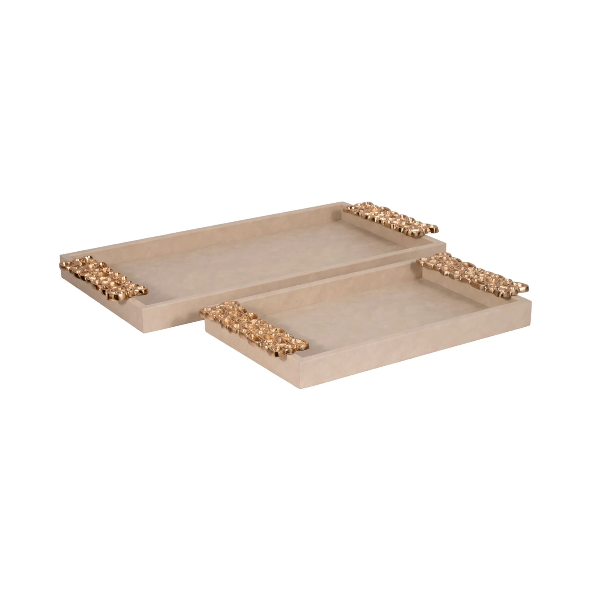 S/2 16/22" Trays With Gold Open Cut-out Handles, I - Image 3