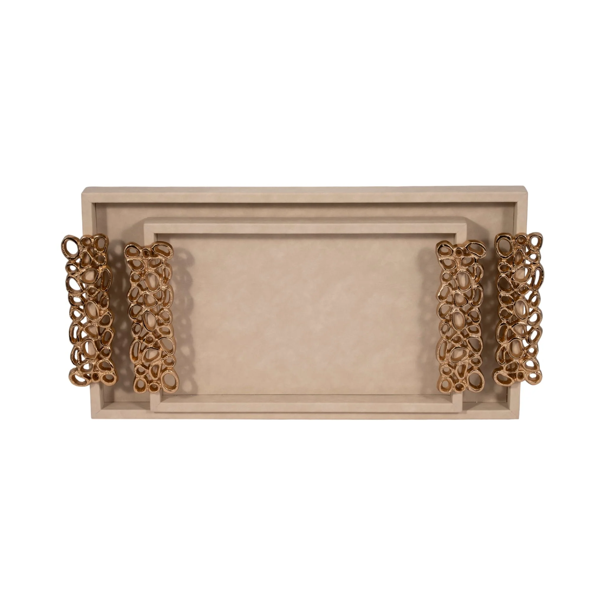 S/2 16/22" Trays With Gold Open Cut-out Handles, I - Image 4
