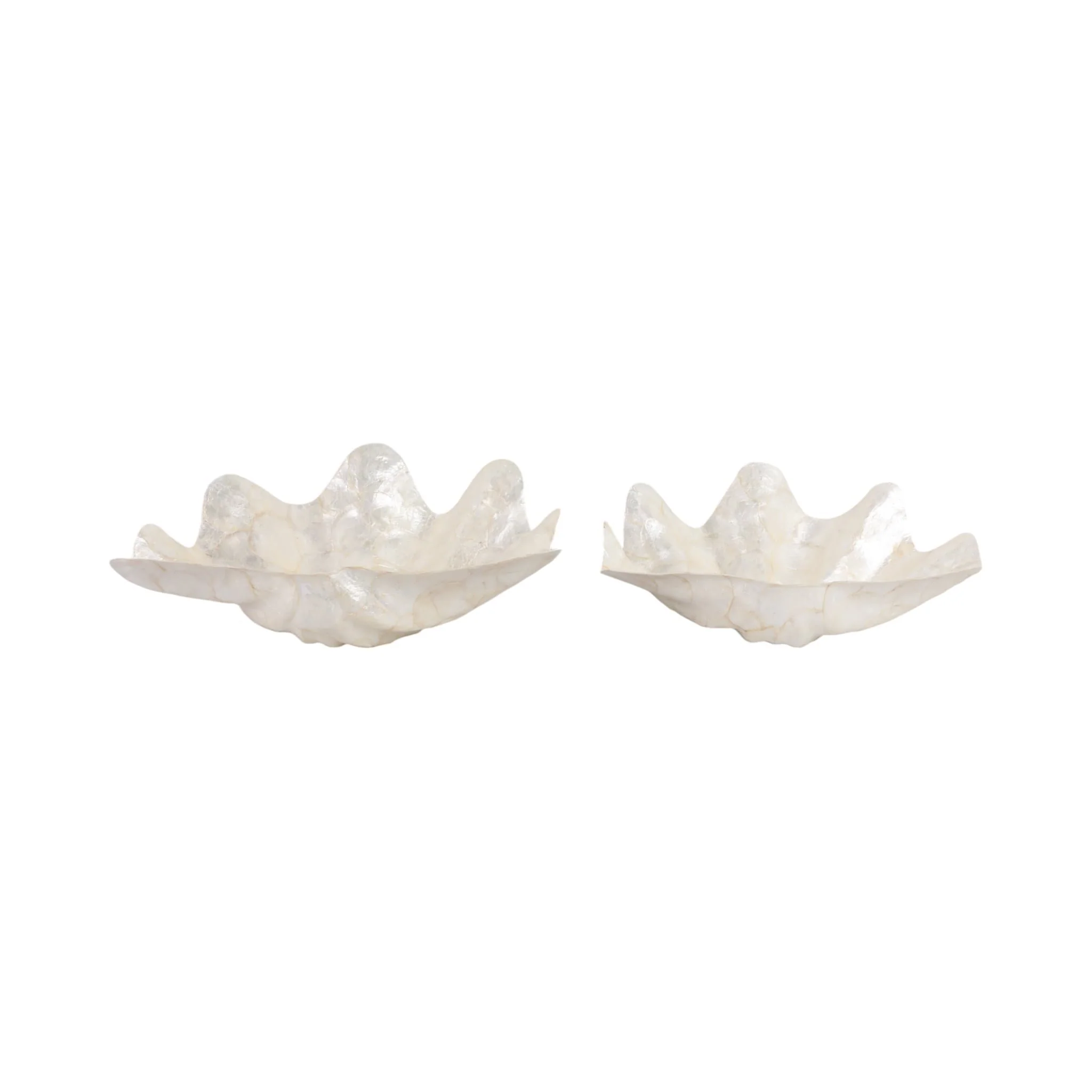 S/2 17"/20" Capiz Shell Shaped Bowls, Ivory - Image 4