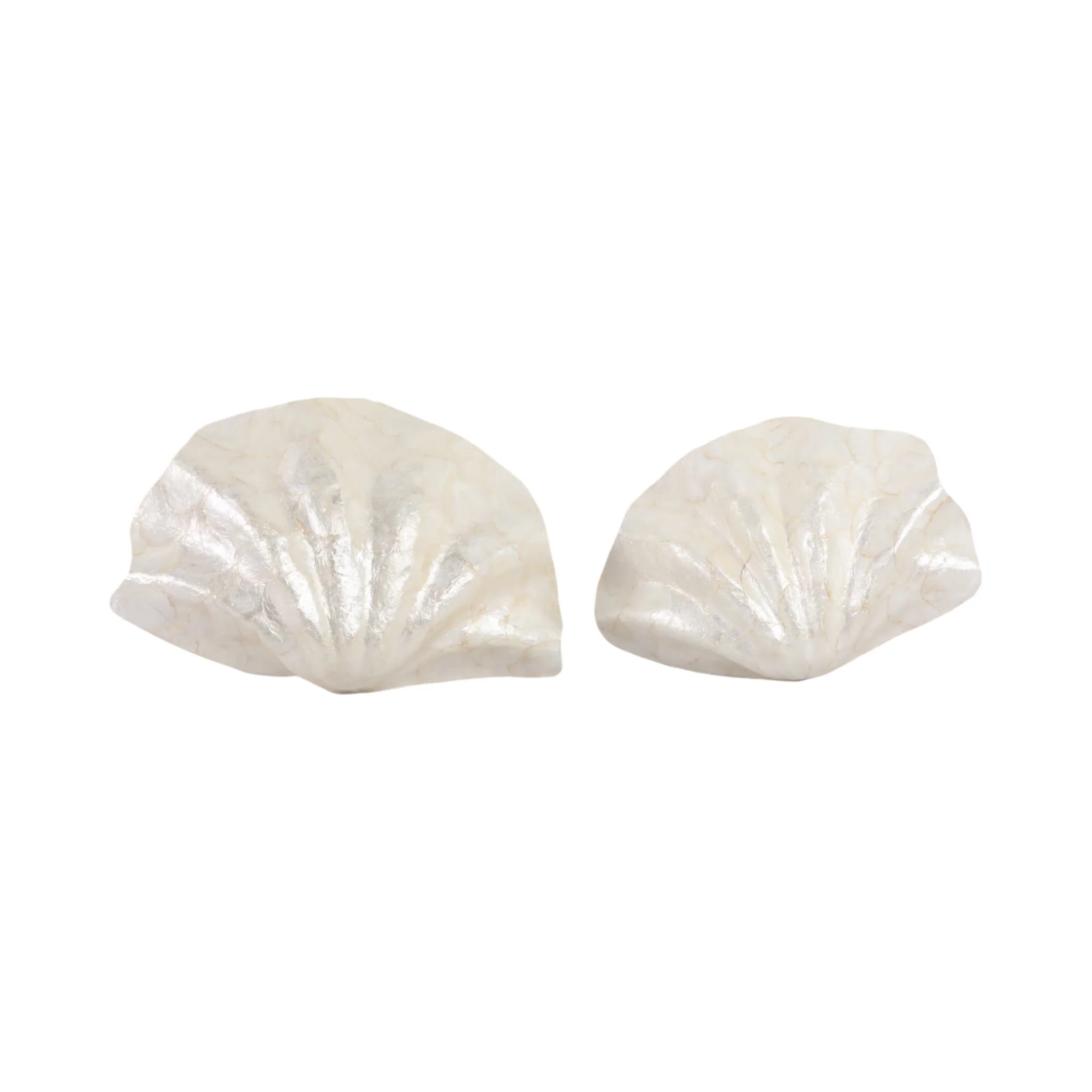 S/2 17"/20" Capiz Shell Shaped Bowls, Ivory - Image 7