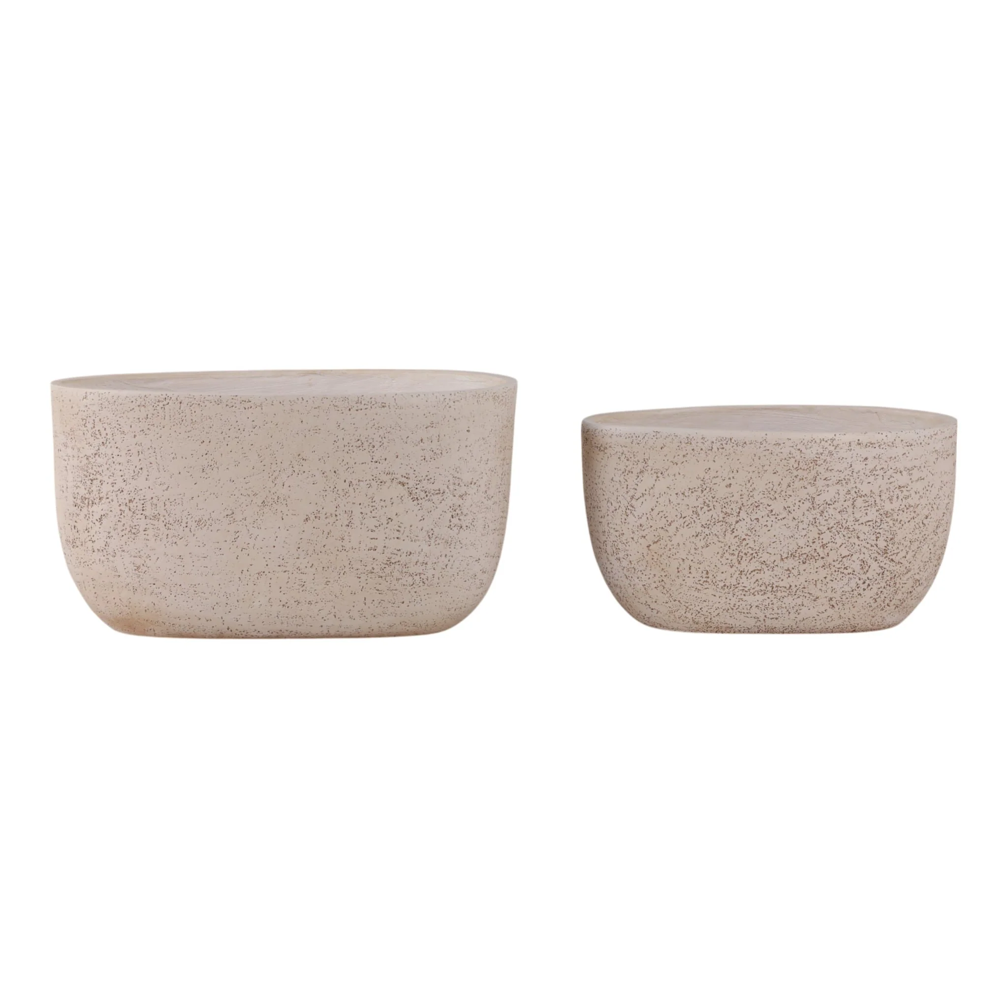 S/2 18/22" Oblong Cement Texture Resin Planters - Image 3