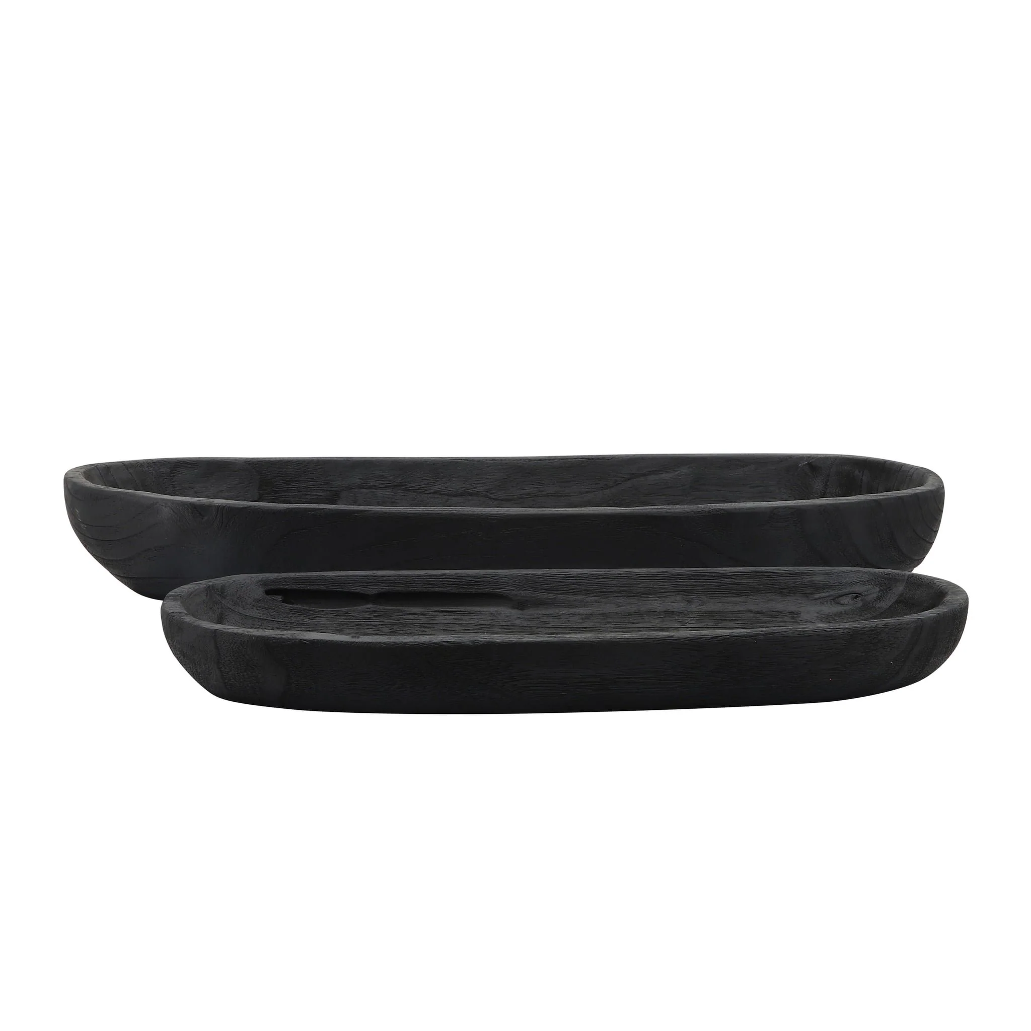 S/2 18/24" Wood Decor Plates, Black - Image 2