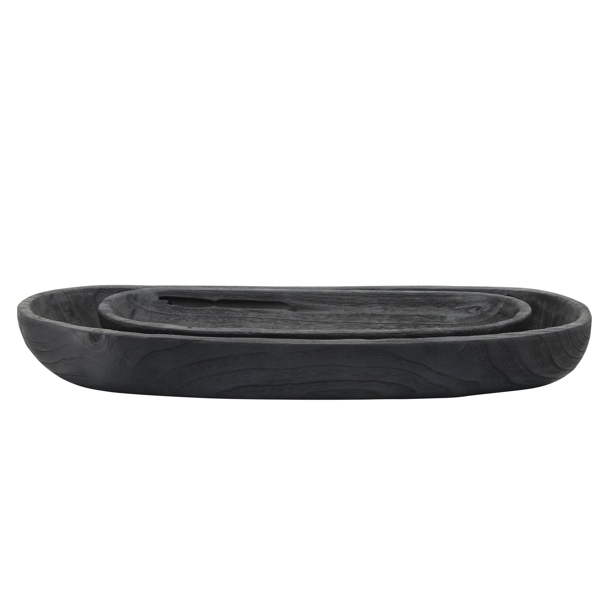 S/2 18/24" Wood Decor Plates, Black - Image 5
