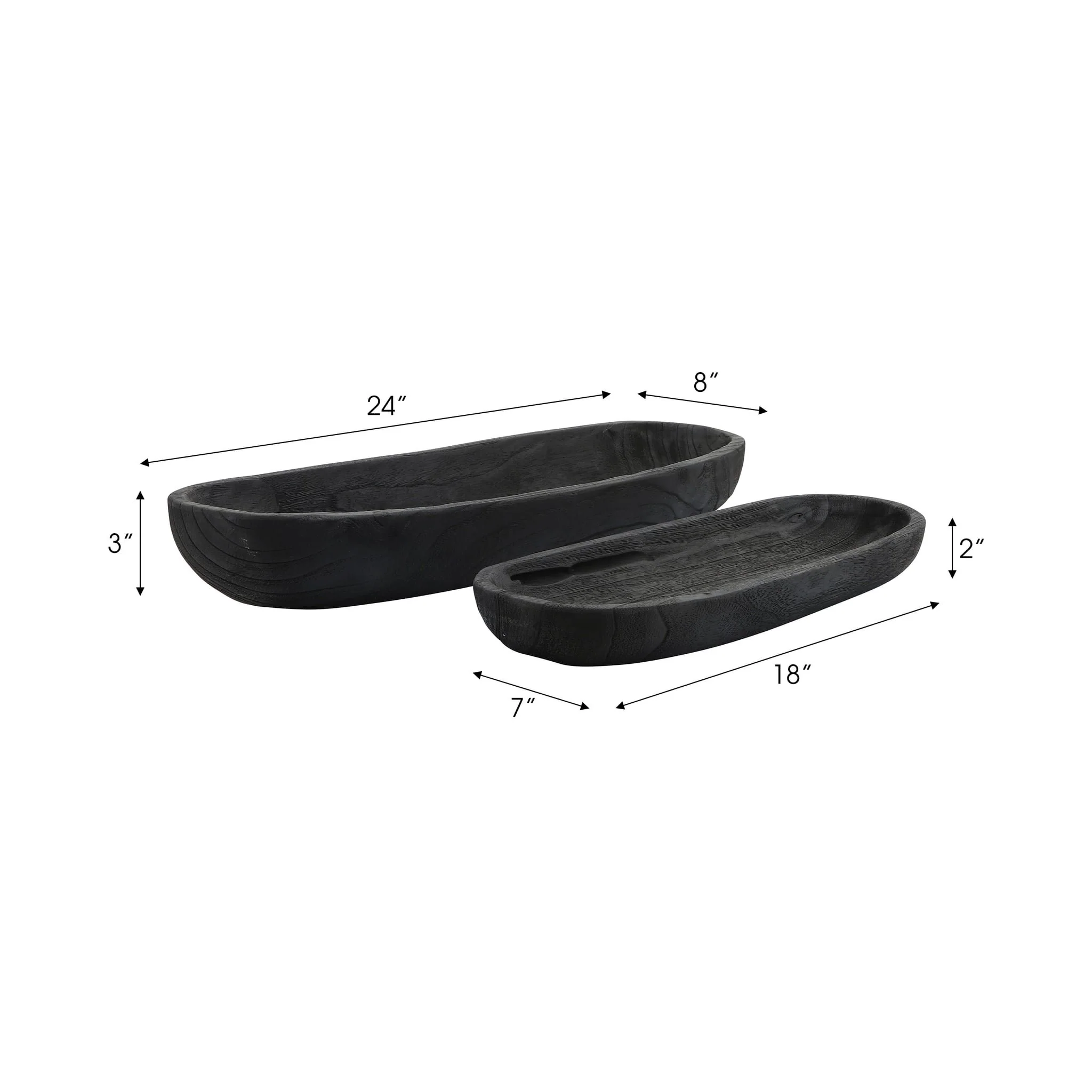 S/2 18/24" Wood Decor Plates, Black - Image 6