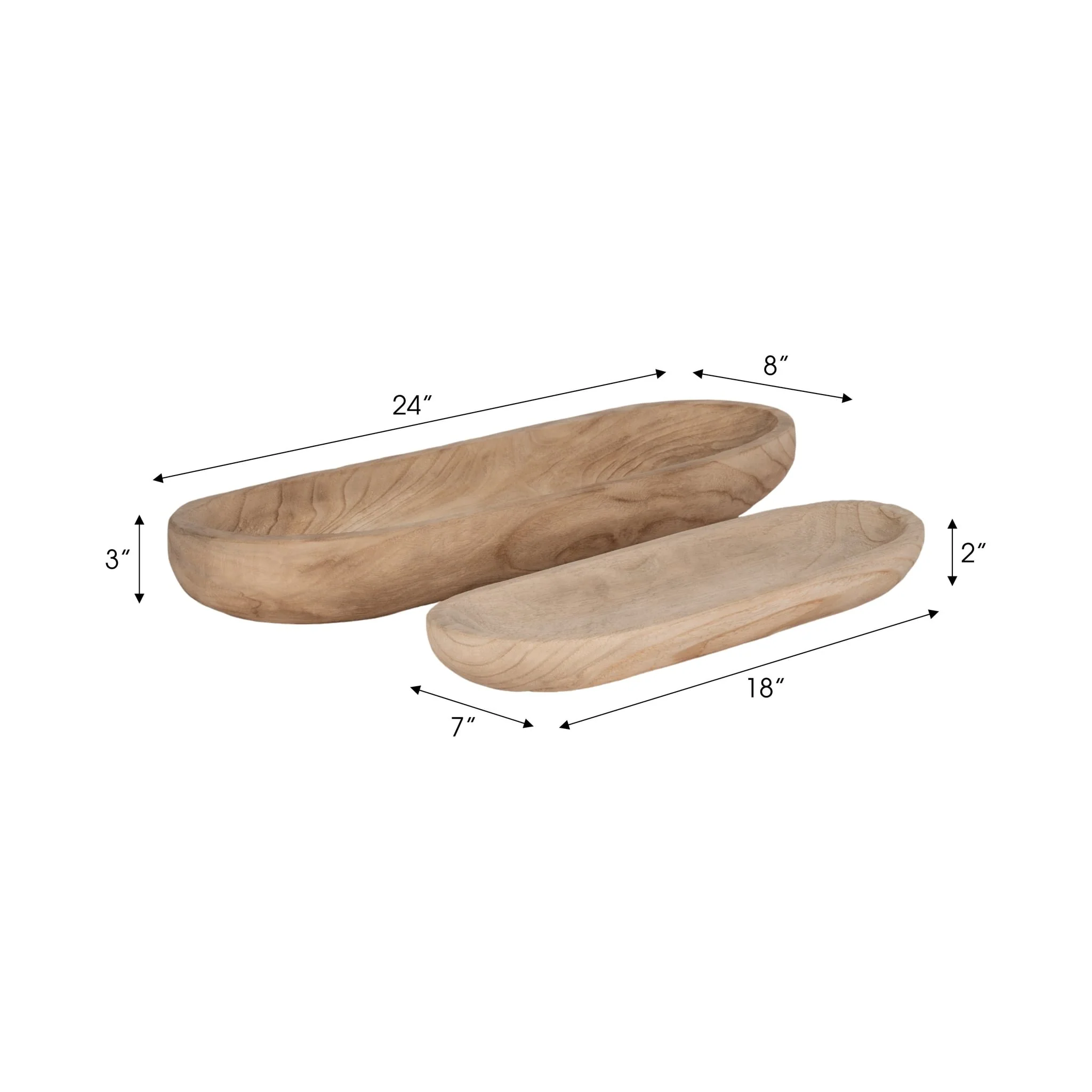 S/2 18/24" Wood Decor Plates, Natural - Image 8