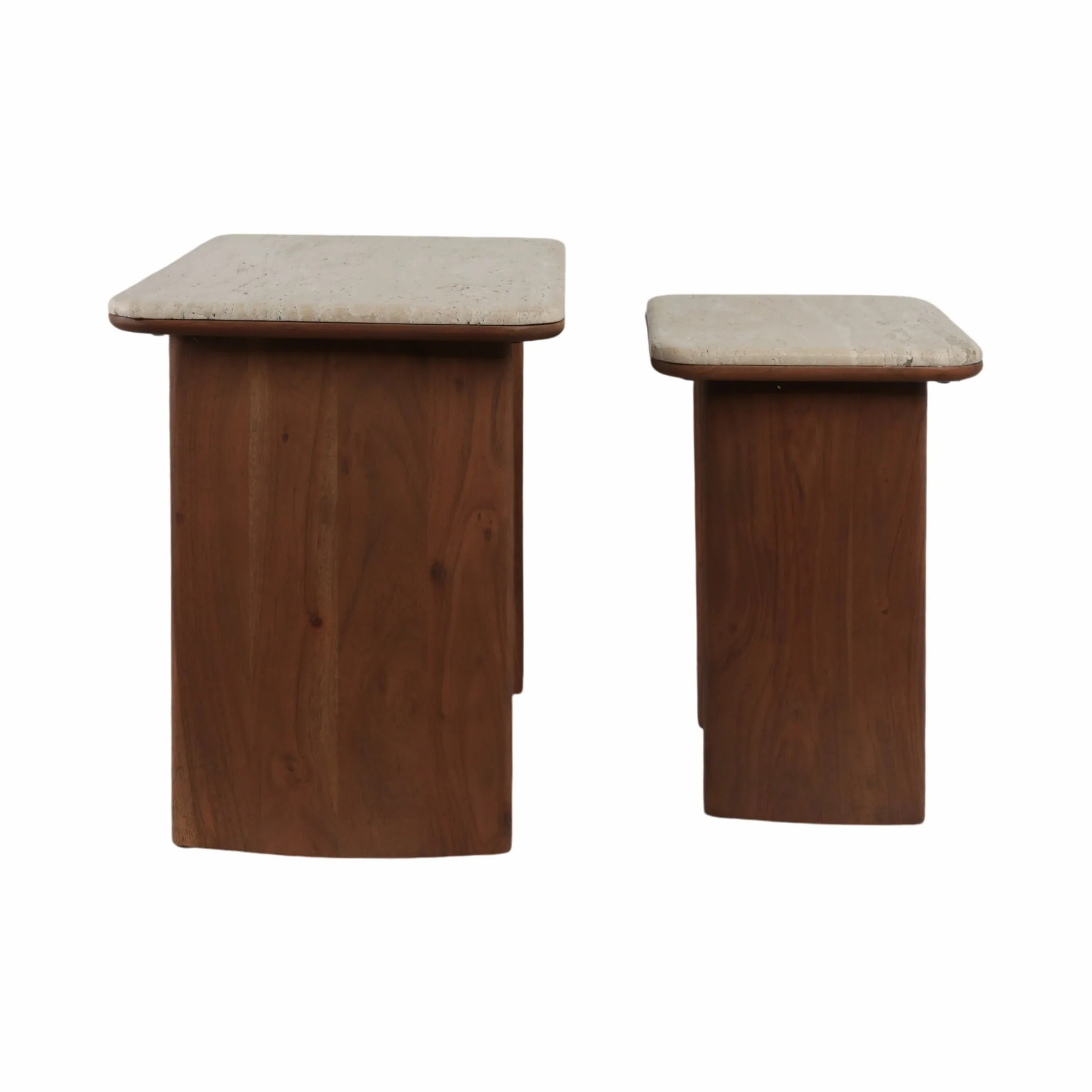 S/2 19/21" Nested Travertine Side Tables, Kd/2bx - Image 3