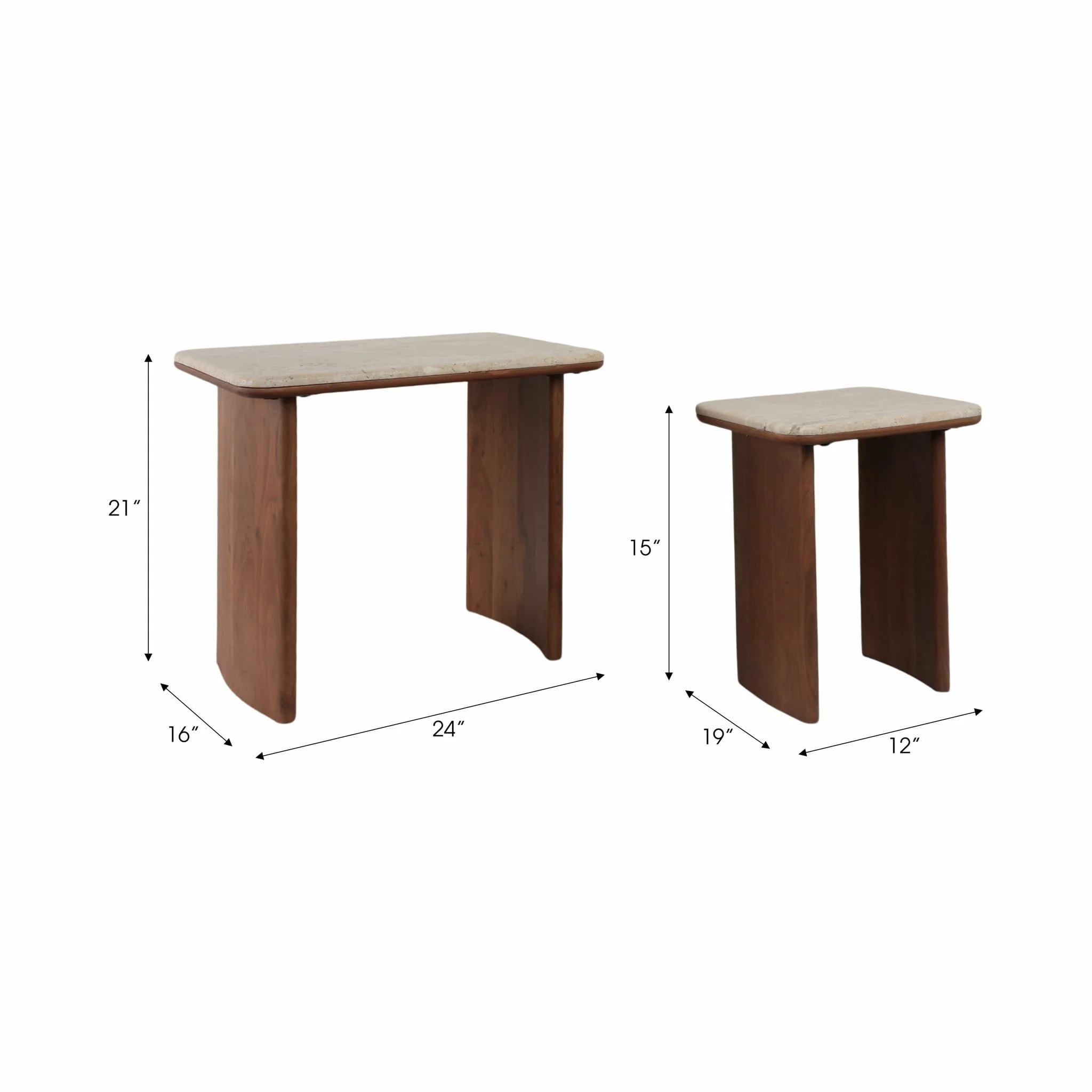 S/2 19/21" Nested Travertine Side Tables, Kd/2bx - Image 9