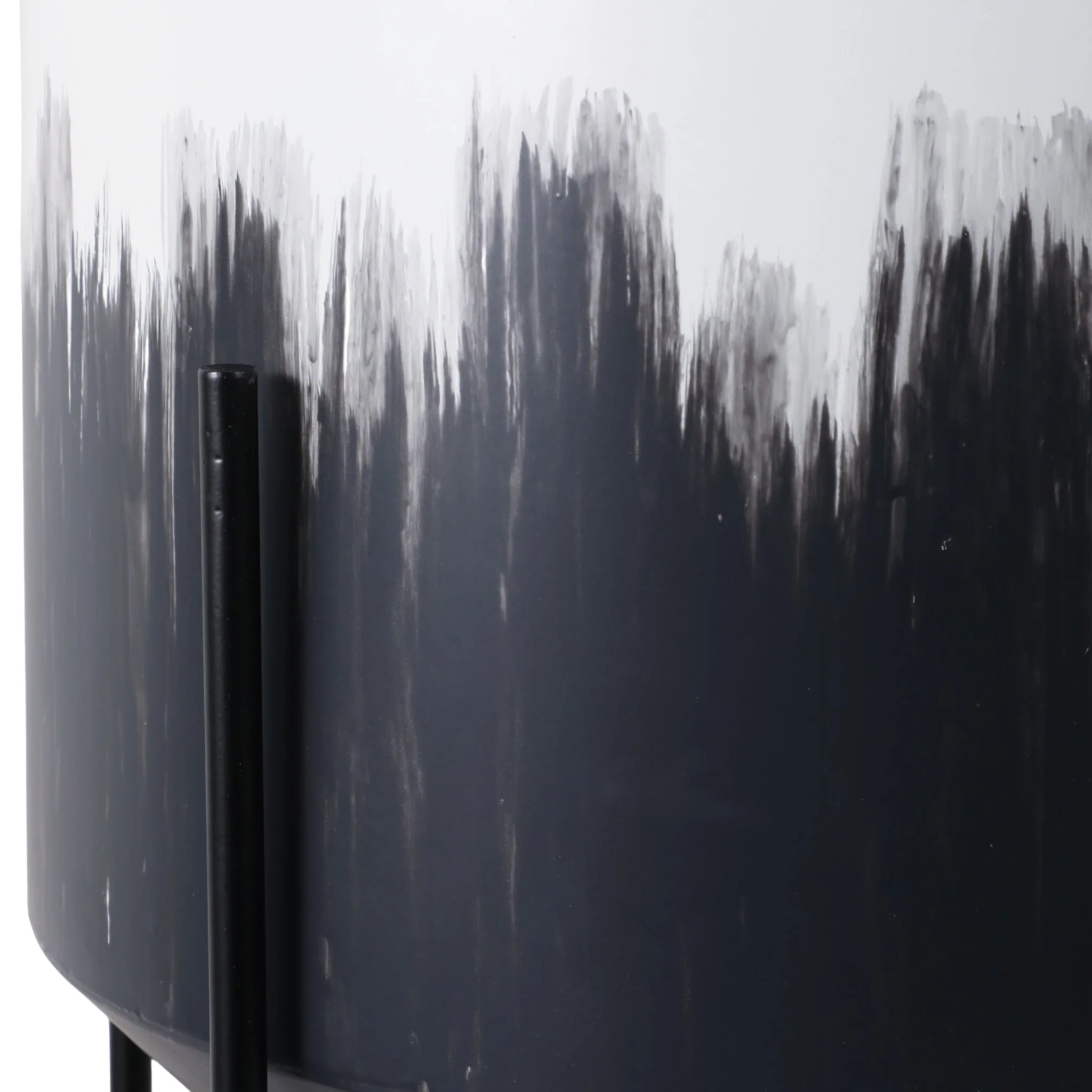 S/2 19/23" Metal Planters On Stands, White/blk Kd - Image 5