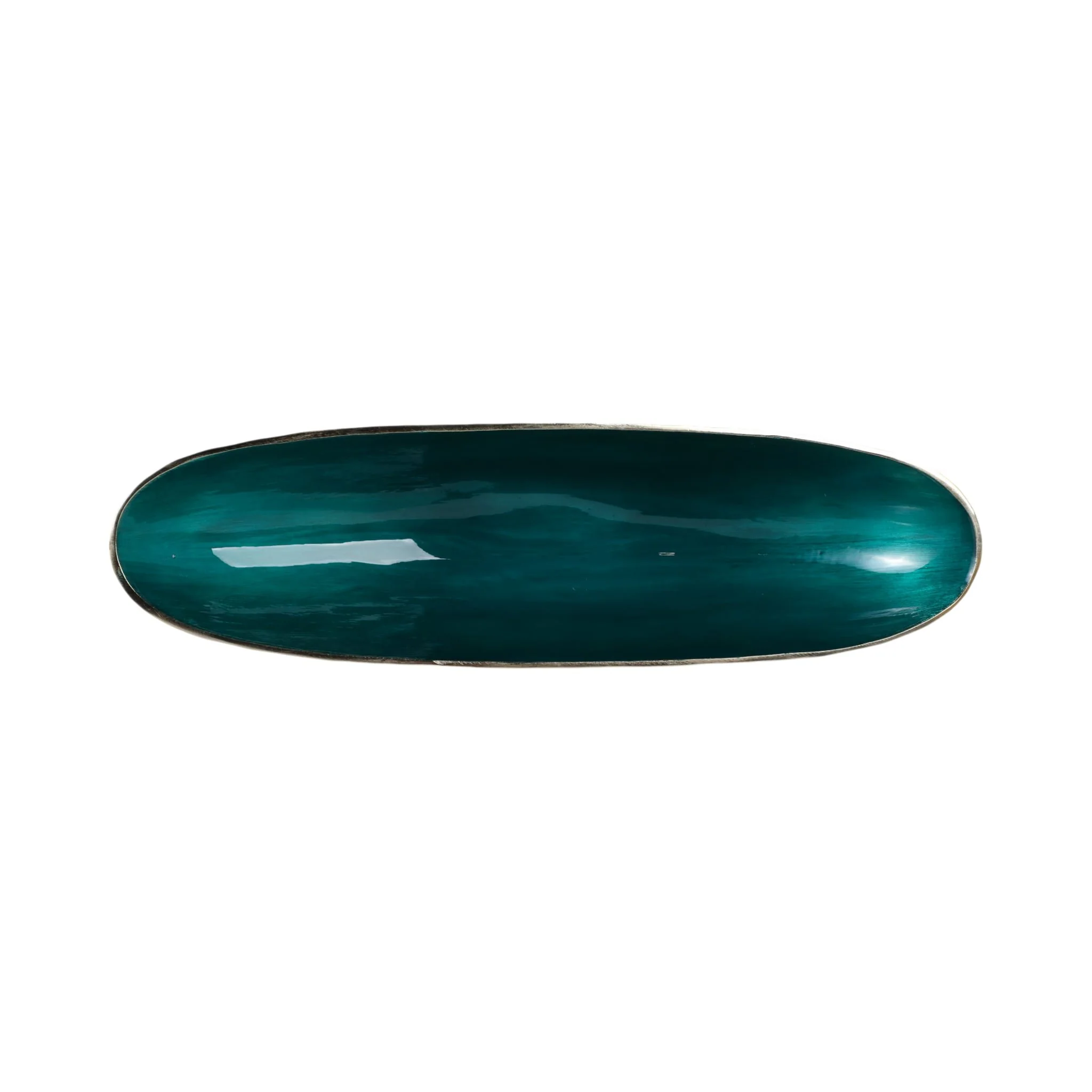 S/2 20/23" Oval Metal Bowl W/ Enamel, Blue/gold - Image 7