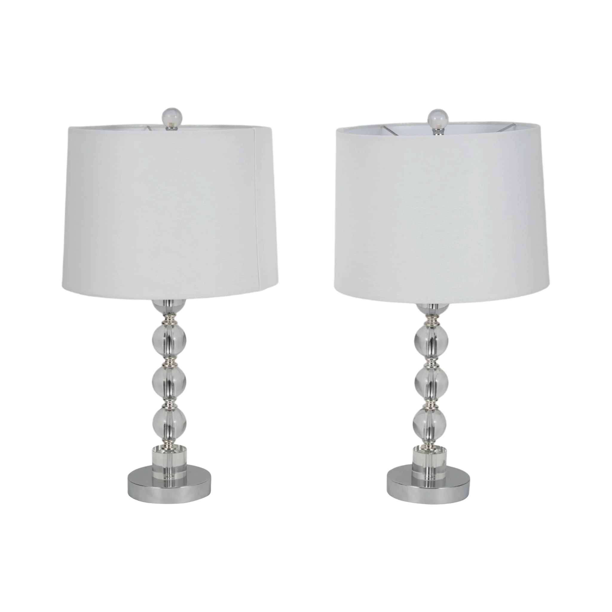 S/2 22" Crystal Table Lamp, Silver - Image 3