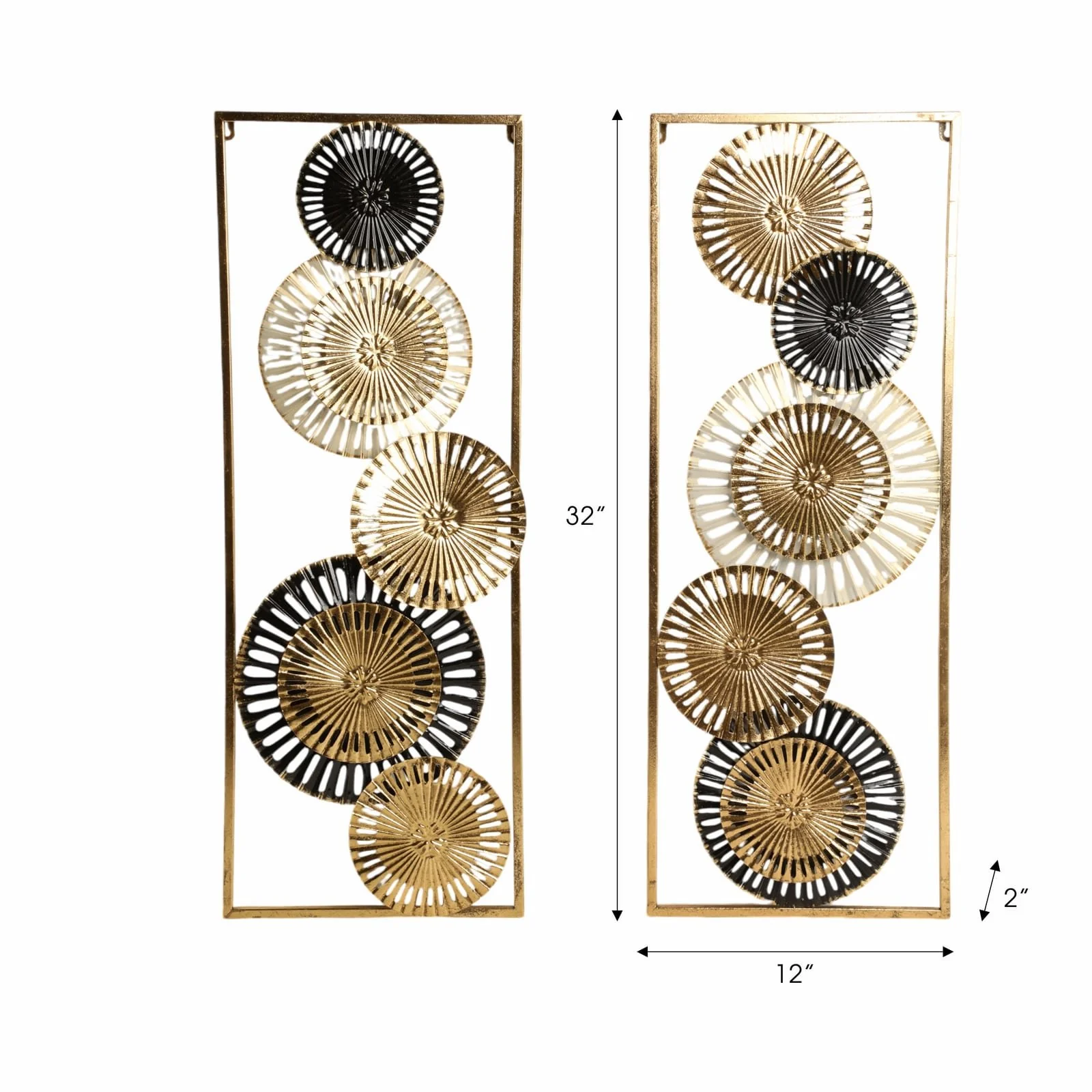 S/2 32" Pierced Disc Metal Wall Panels, Gold Multi - Image 7