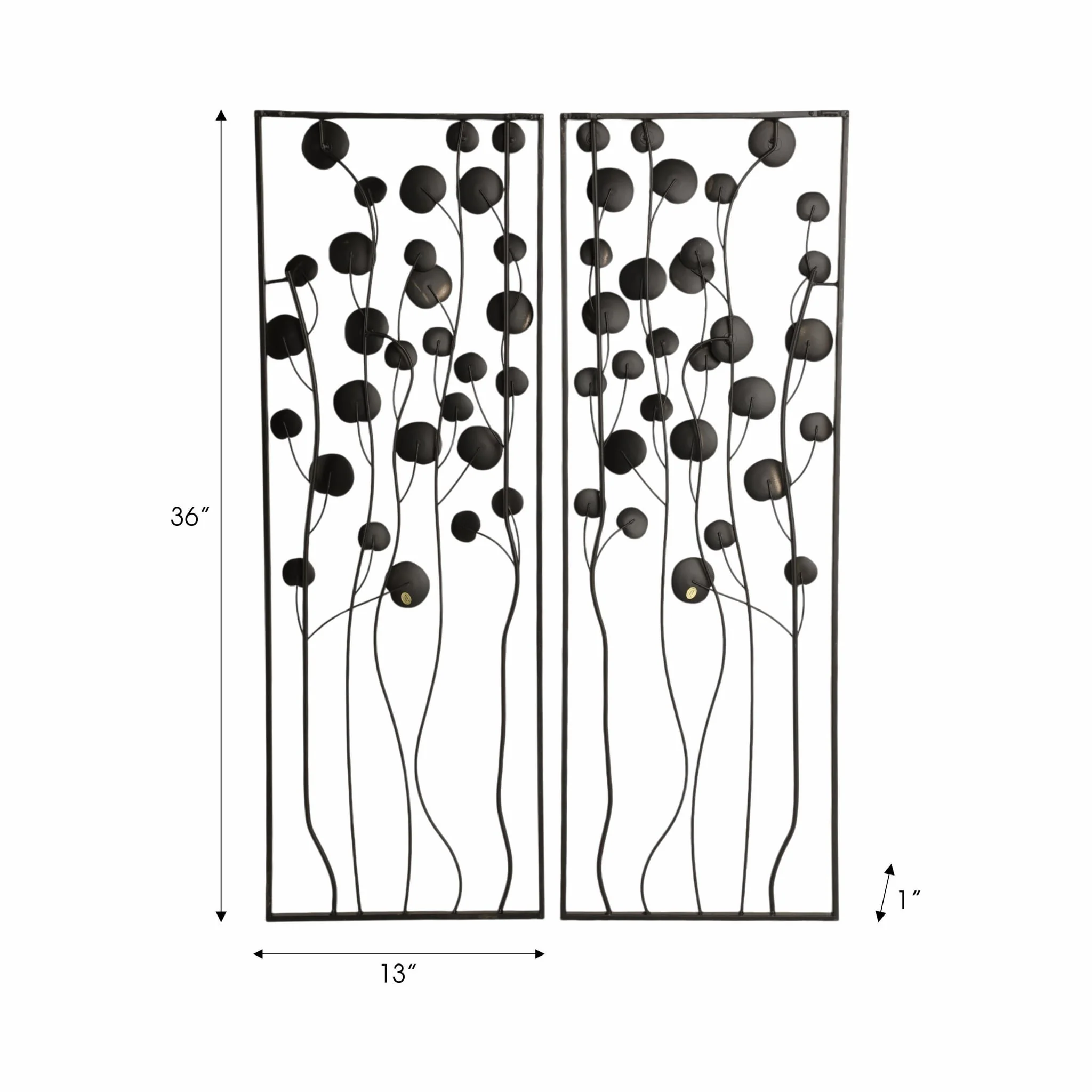 S/2 36" Dainty Flowers Metal Wall Decor, Black/gol - Image 7