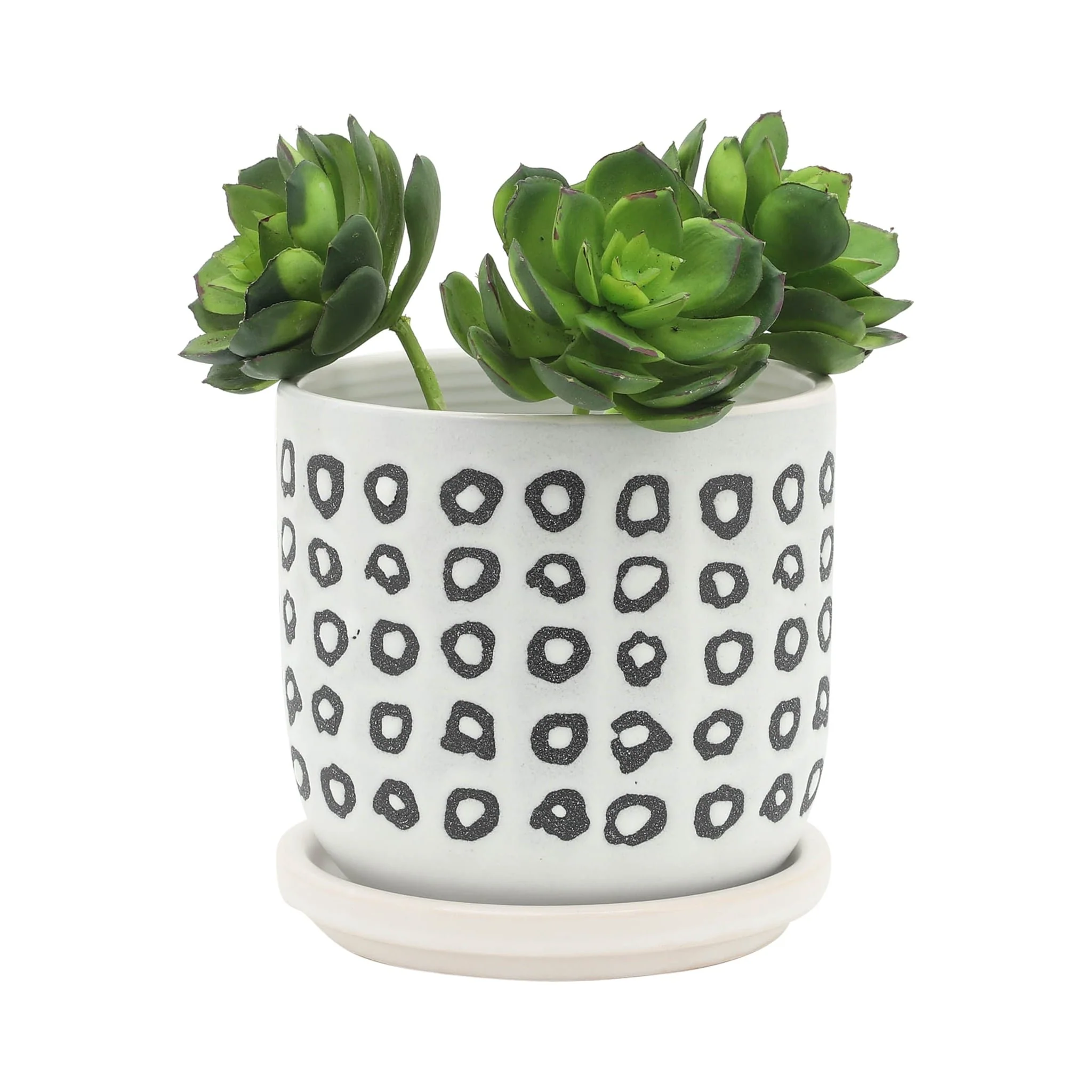S/2 5/6" Aztec Planter W/ Saucer, Black - Image 3