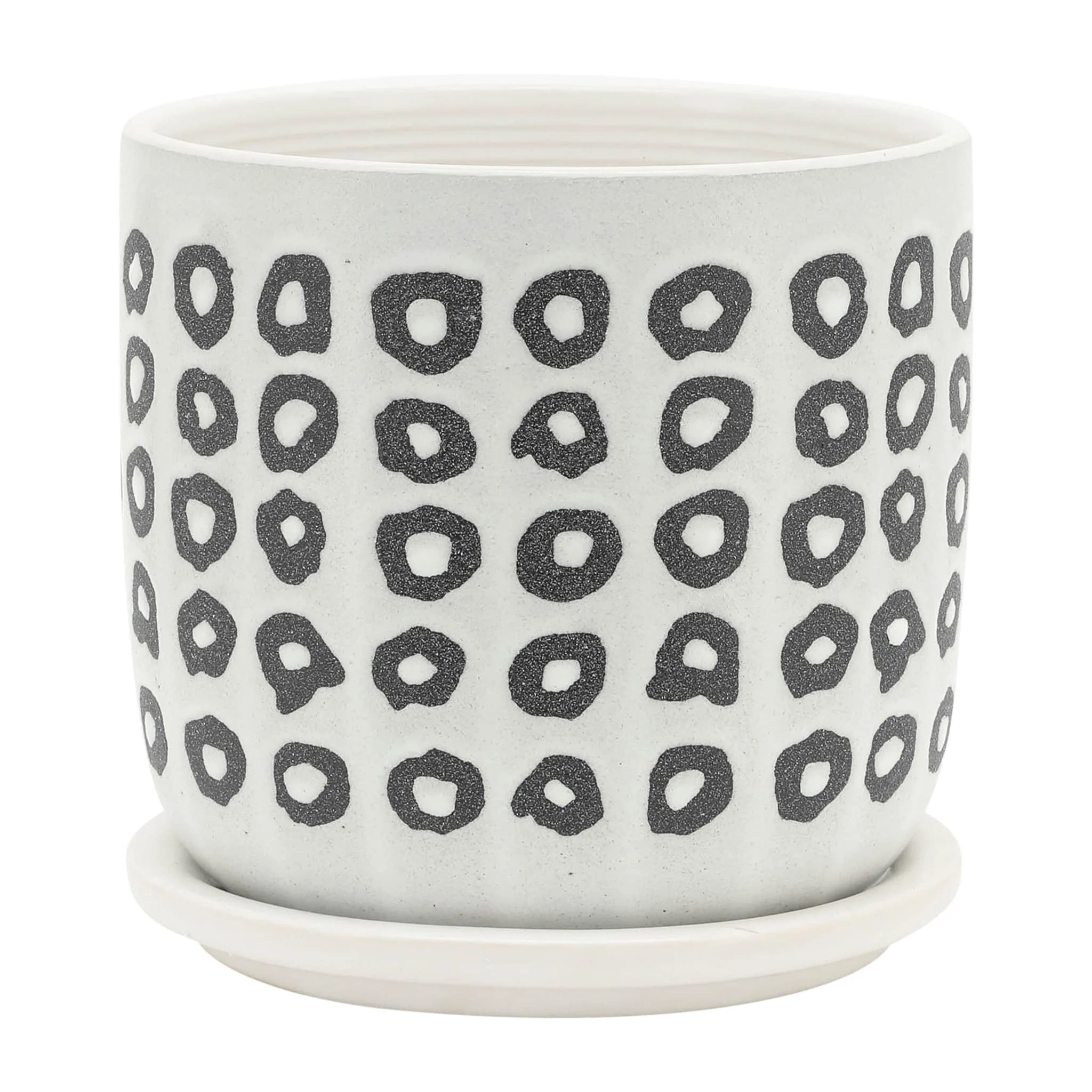 S/2 5/6" Aztec Planter W/ Saucer, Black - Image 4