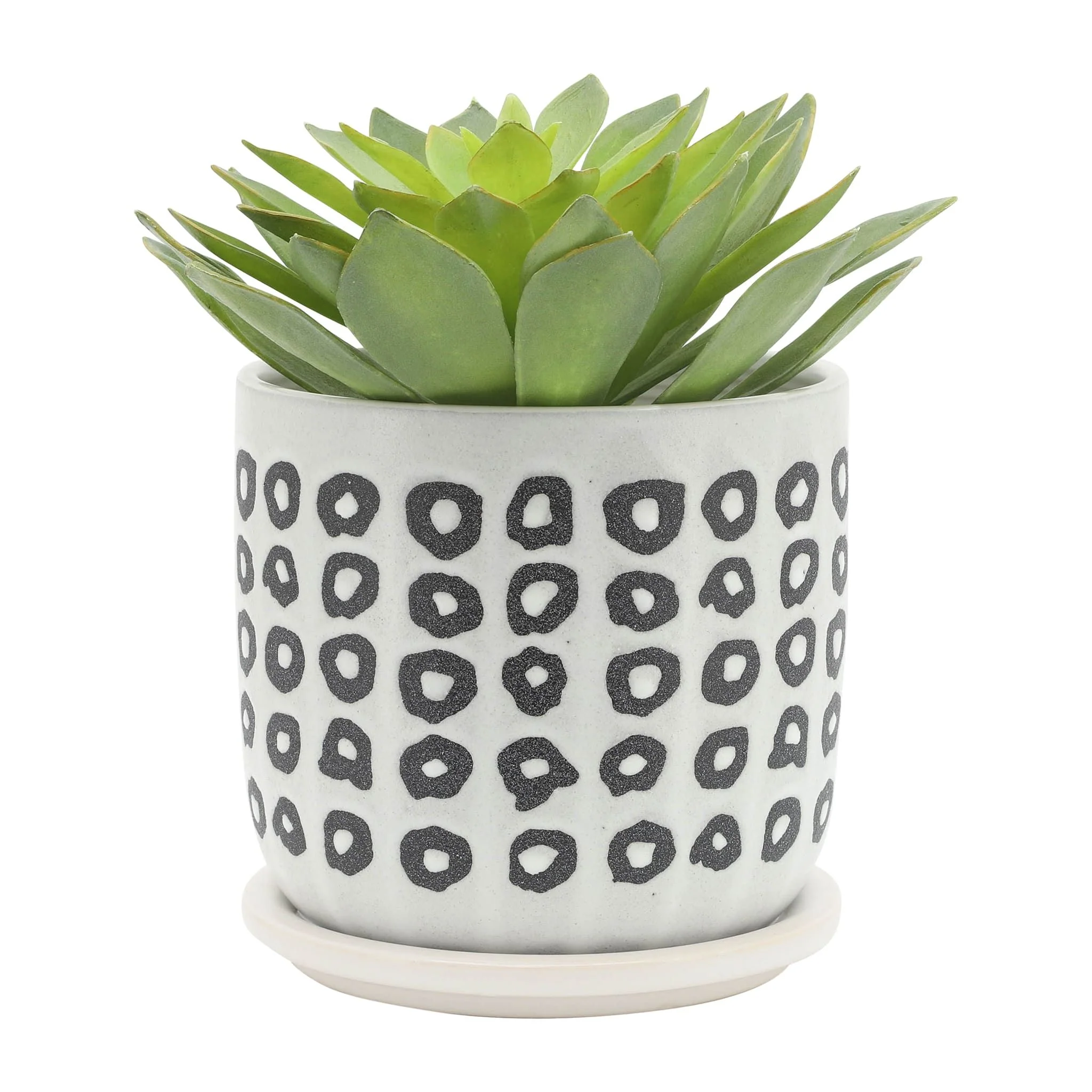 S/2 5/6" Aztec Planter W/ Saucer, Black - Image 6