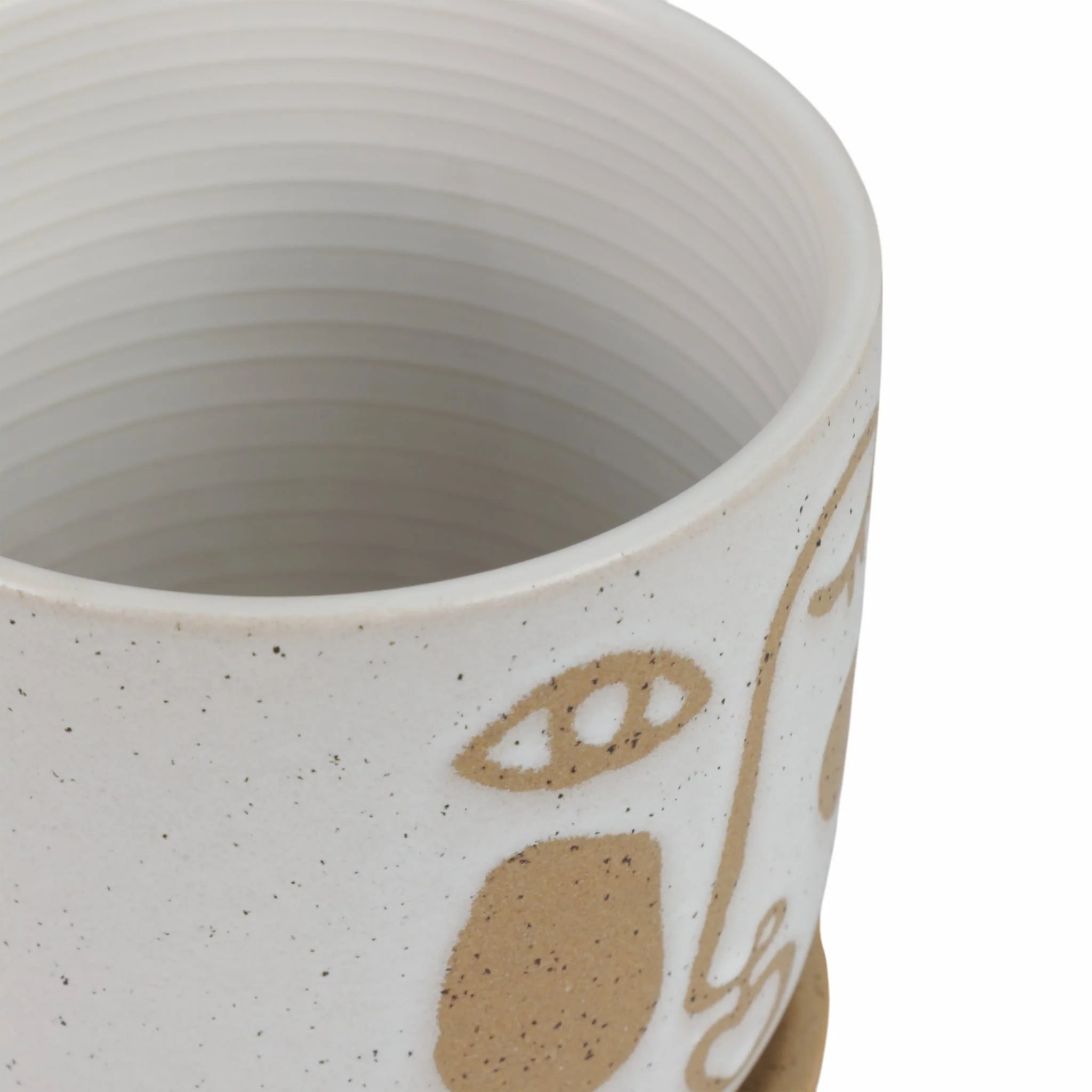 S/2 5/6" Funky Face Planter W/ Saucer, Beige - Image 7