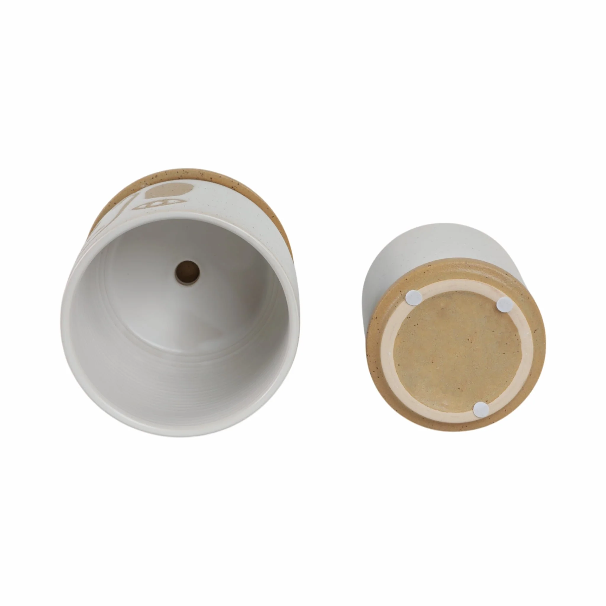 S/2 5/6" Funky Face Planter W/ Saucer, Beige - Image 8