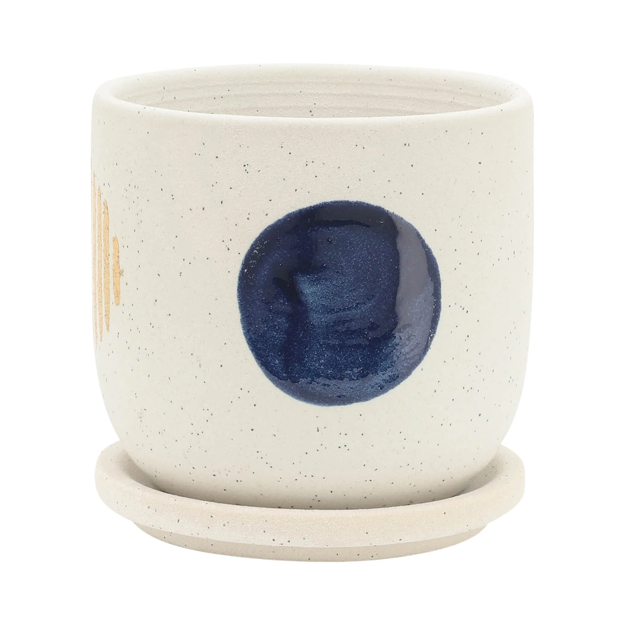 S/2 5/6" Funky Planter W/ Saucer, White - Image 2