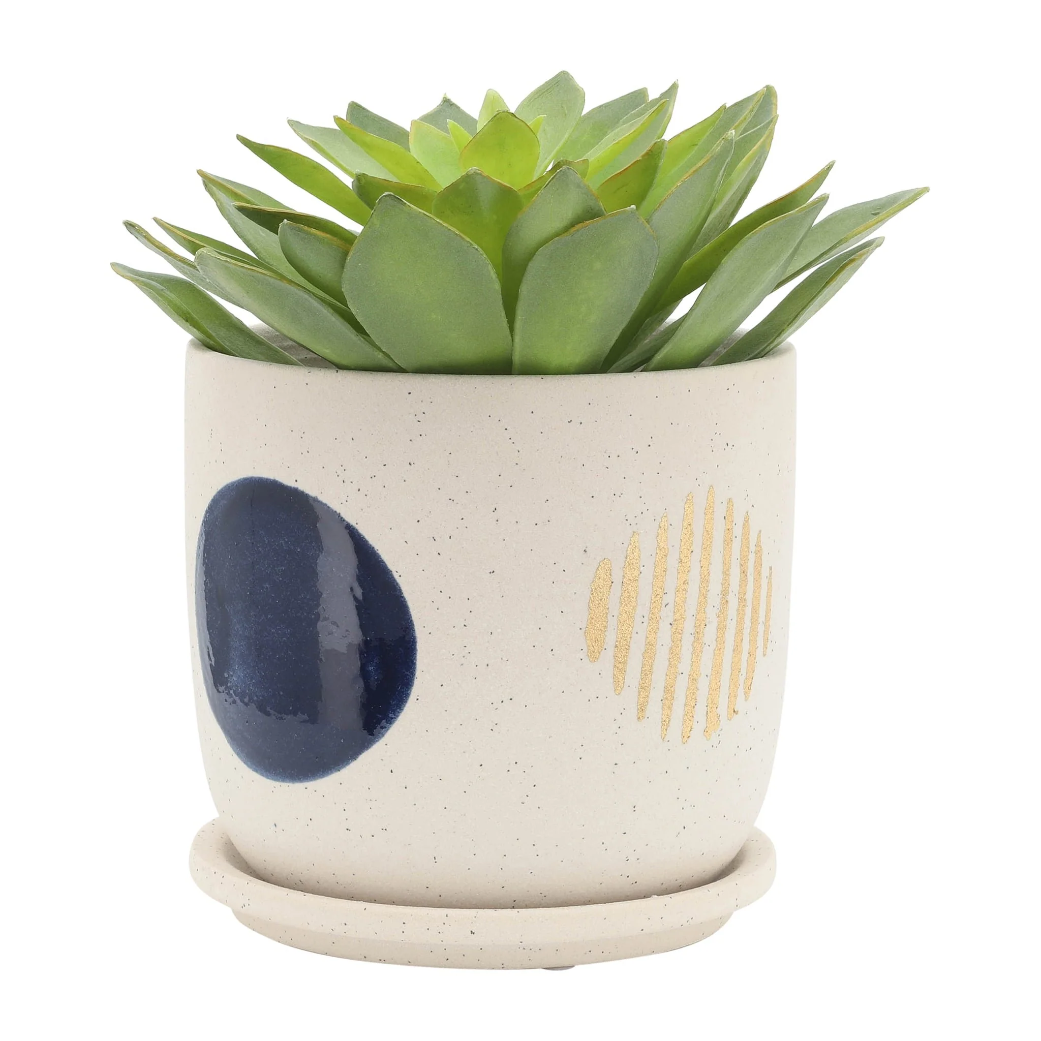 S/2 5/6" Funky Planter W/ Saucer, White - Image 6