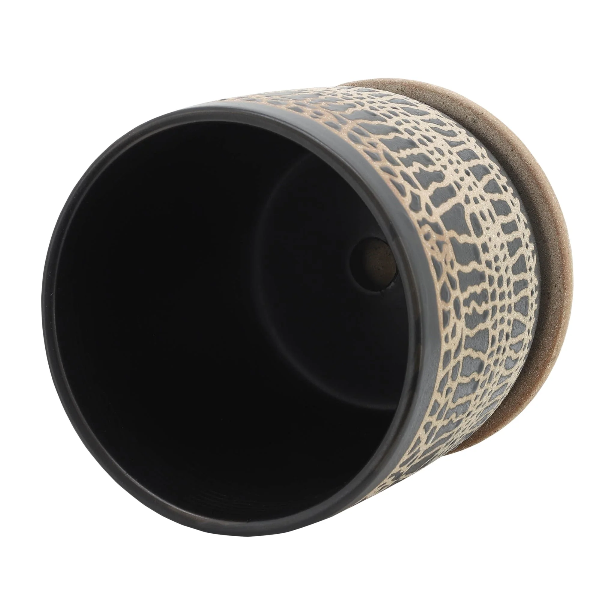S/2 5/6" Glazed Planter W/ Saucer, Black - Image 7