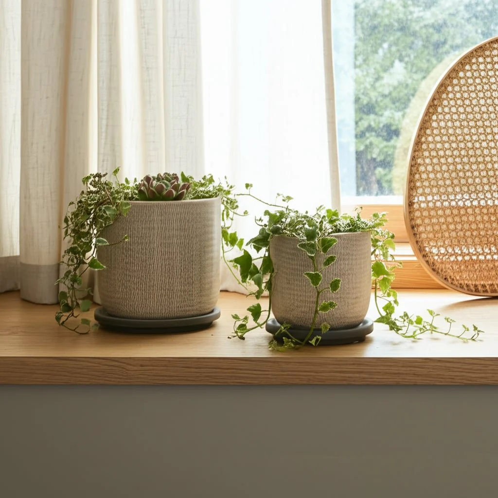 S/2 5/6" Mesh Planter W/ Saucer, Gray - Image 12